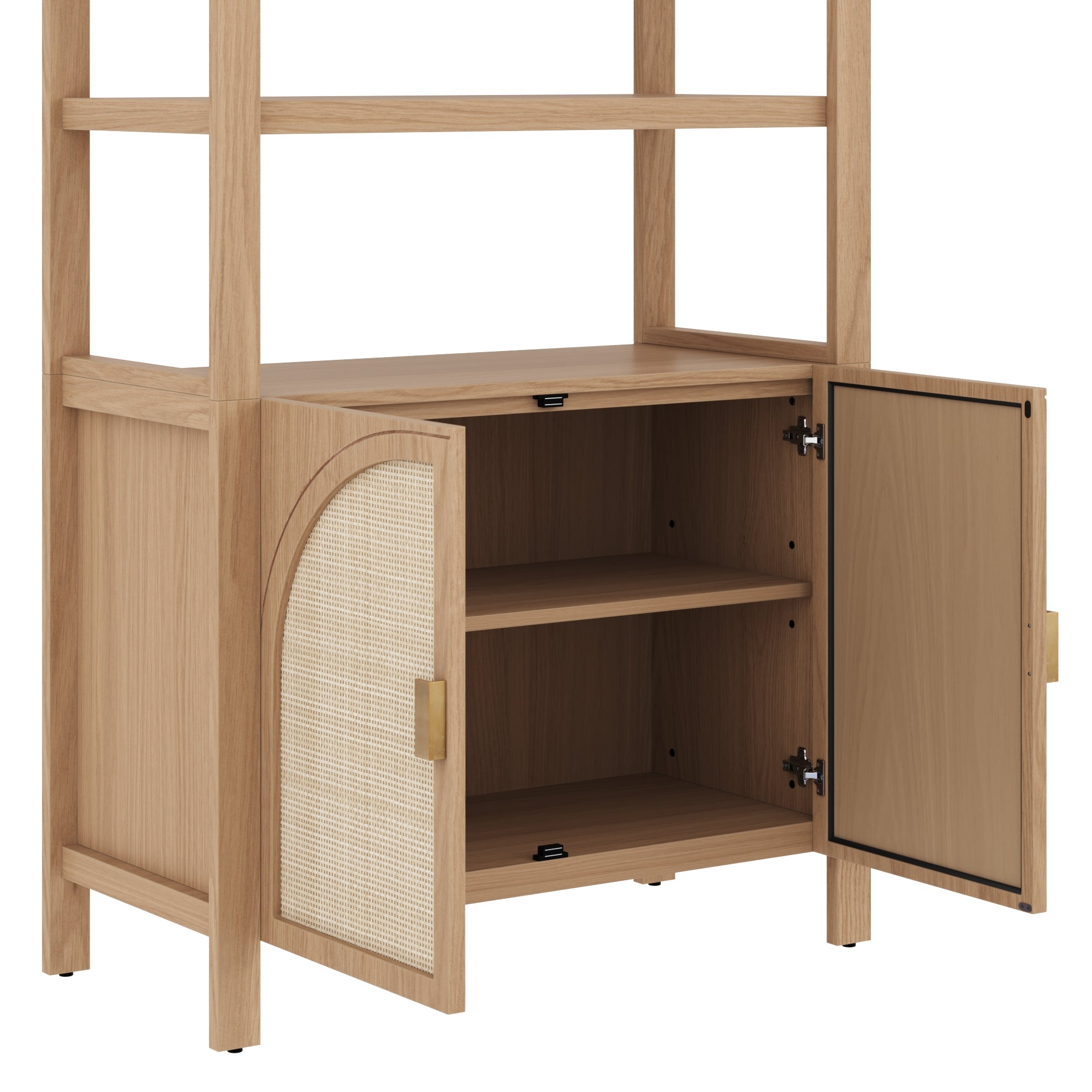 Paxton Arched Door Rattan Bookshelf Raw Oak Set of 3 | Nathan James