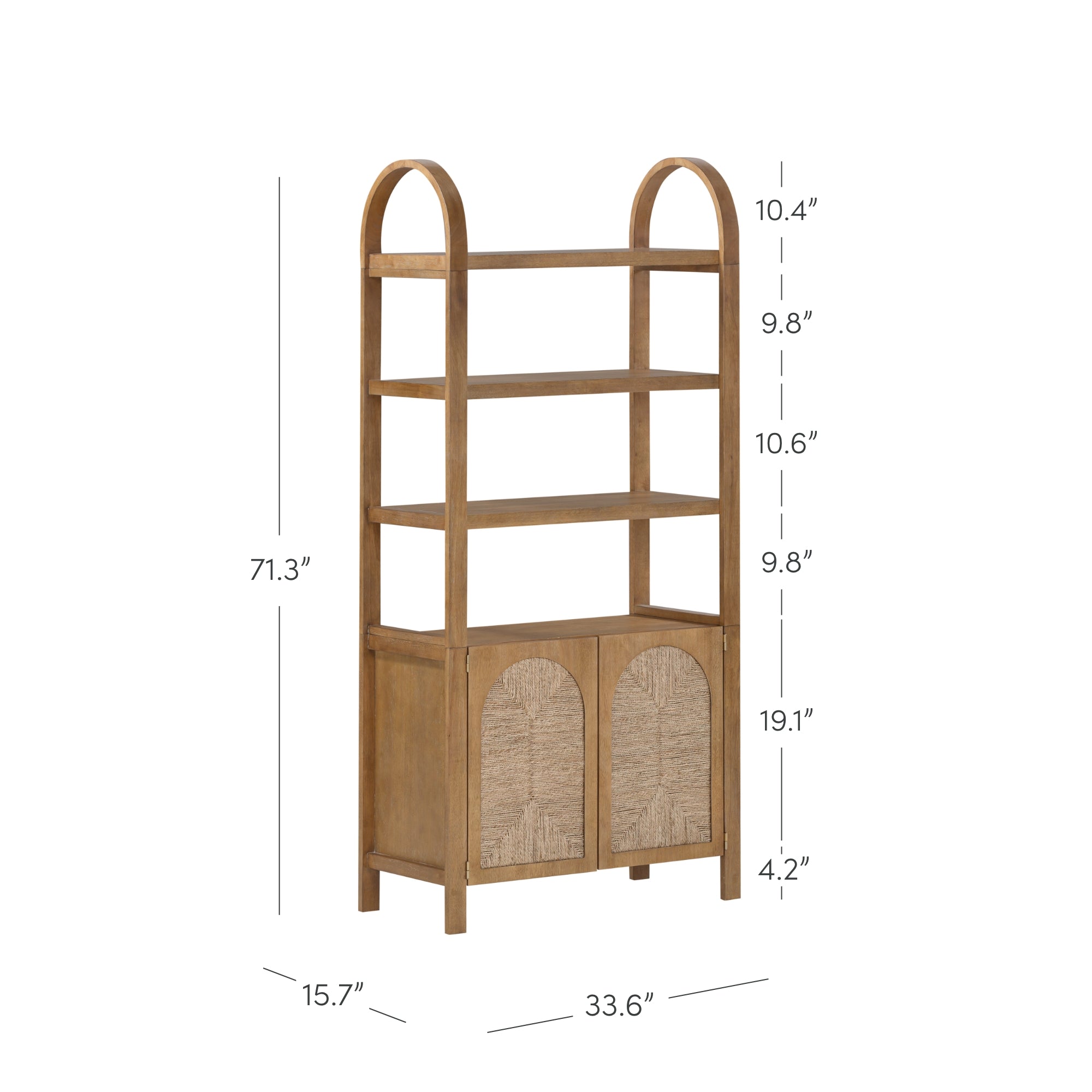 Boho Seagrass Arched Bookshelf - Thumbnail 4