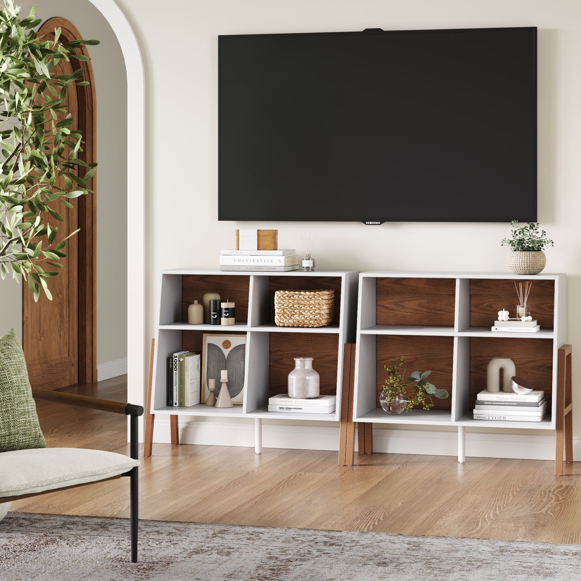 Telos Mid-Century White Storage Organizer Set of 2 | Nathan James