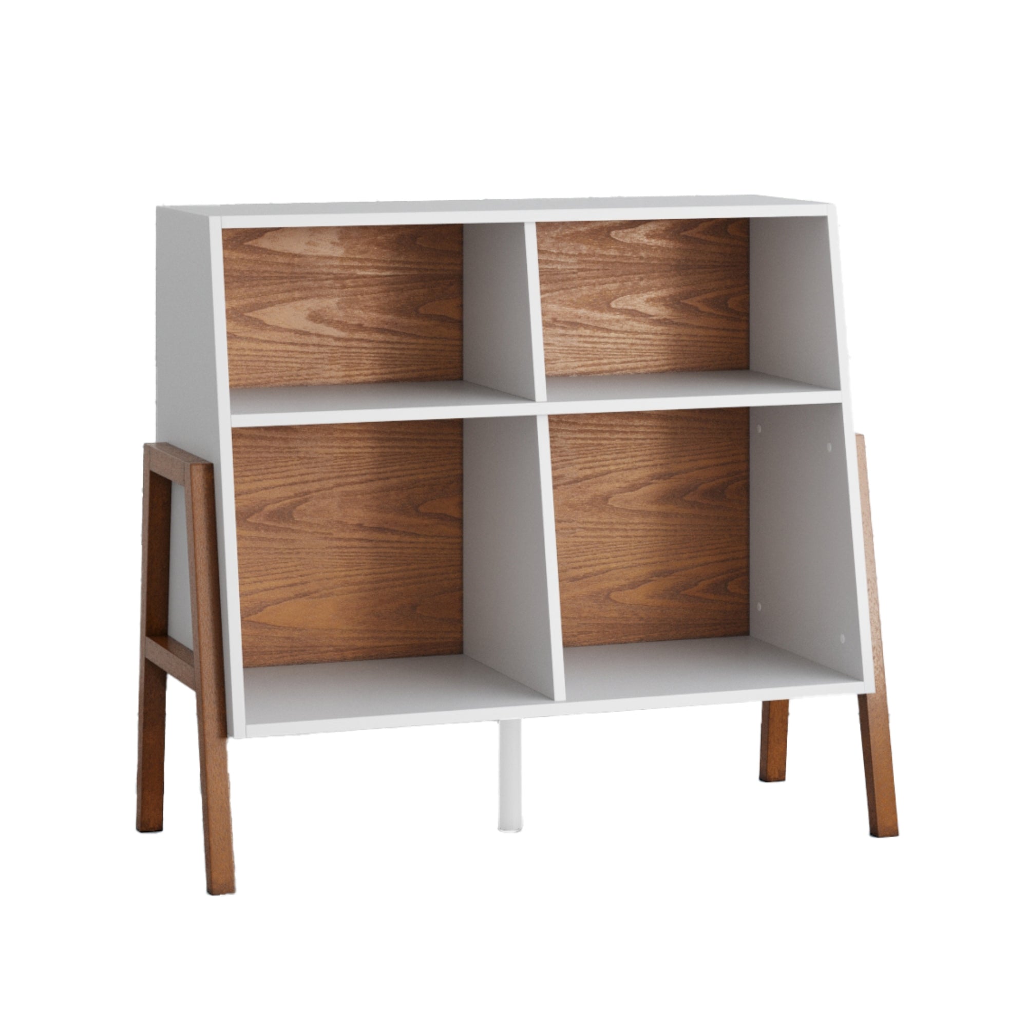 Telos Mid-Century White Storage Cubby 4 Cube Organizer | Nathan James