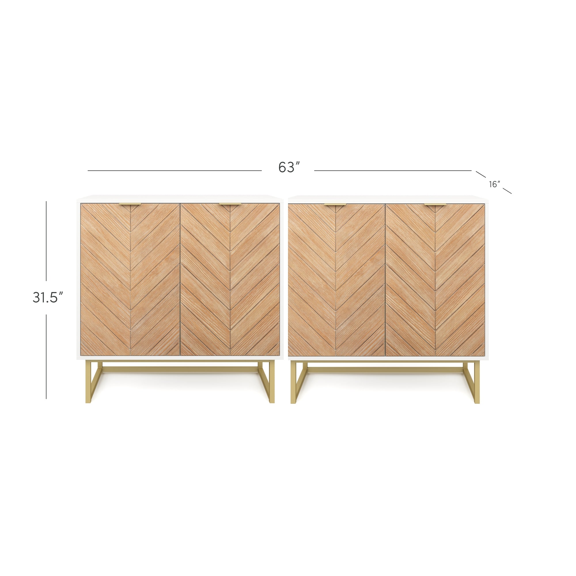 Wood Herringbone TV Console for TVs up to 65" Natural Wash/White - Nathan James