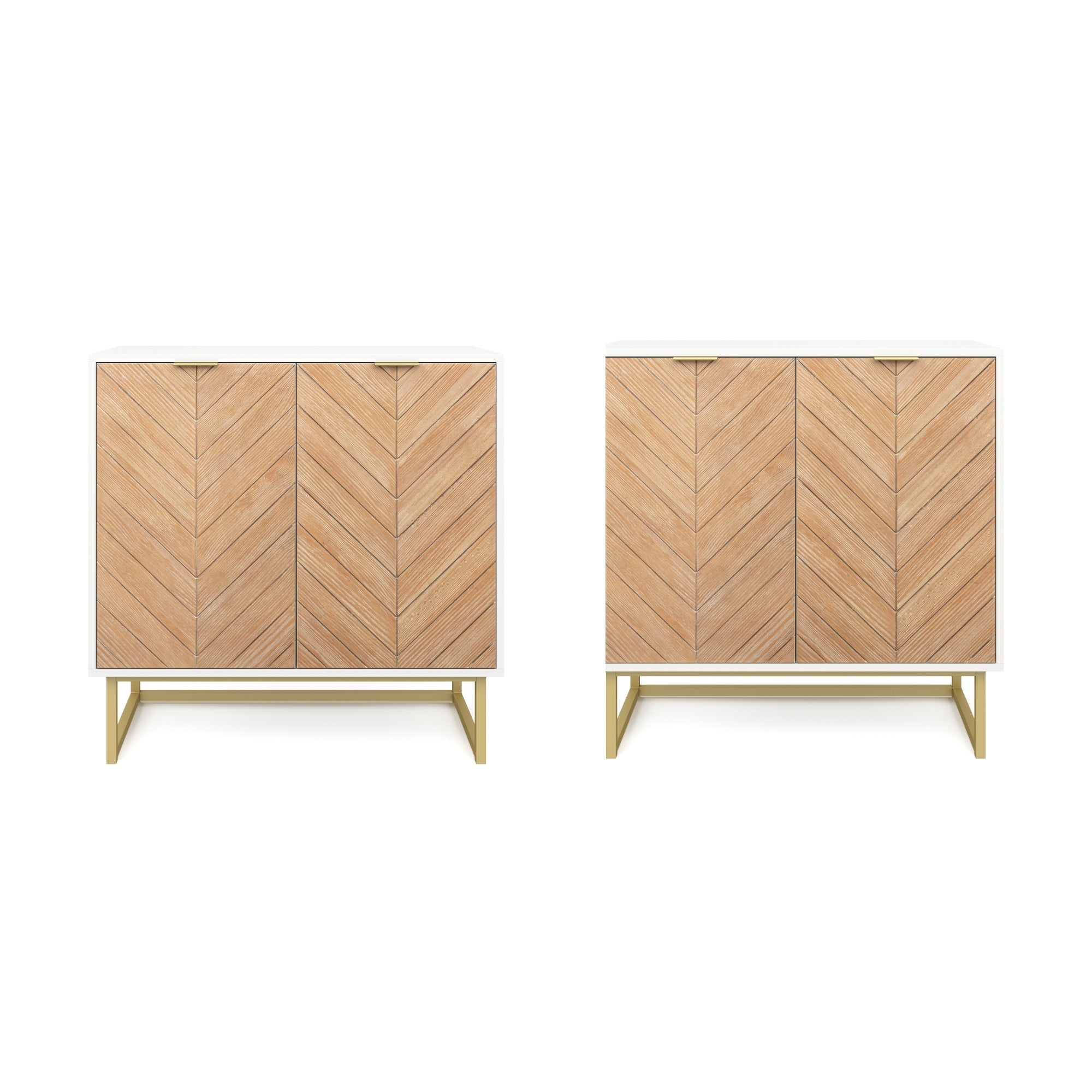 Wood Herringbone TV Console for TVs up to 65" Natural Wash/White - Nathan James