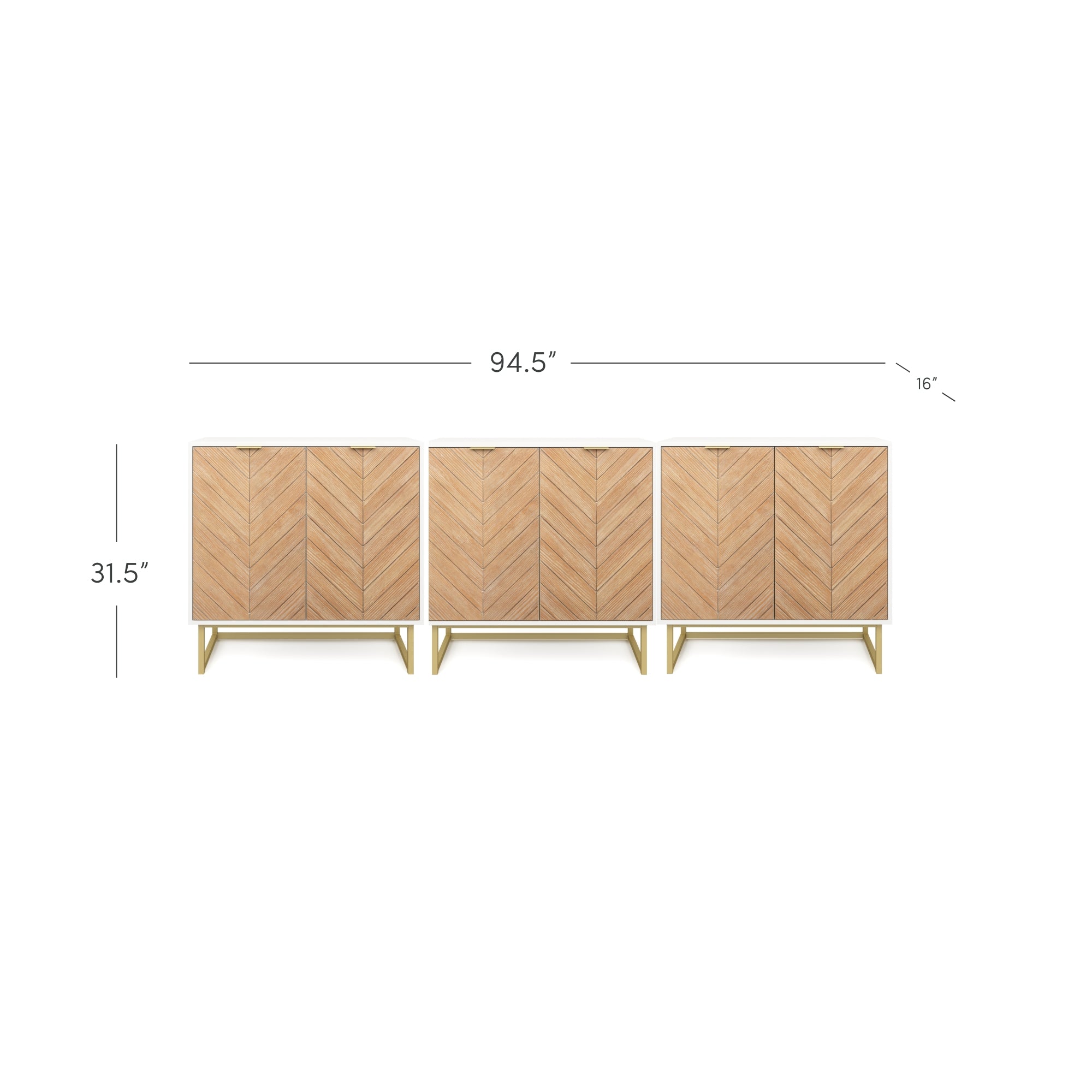 Wood Herringbone TV Console for TVs up to 75" Natural Wash/White - Nathan James