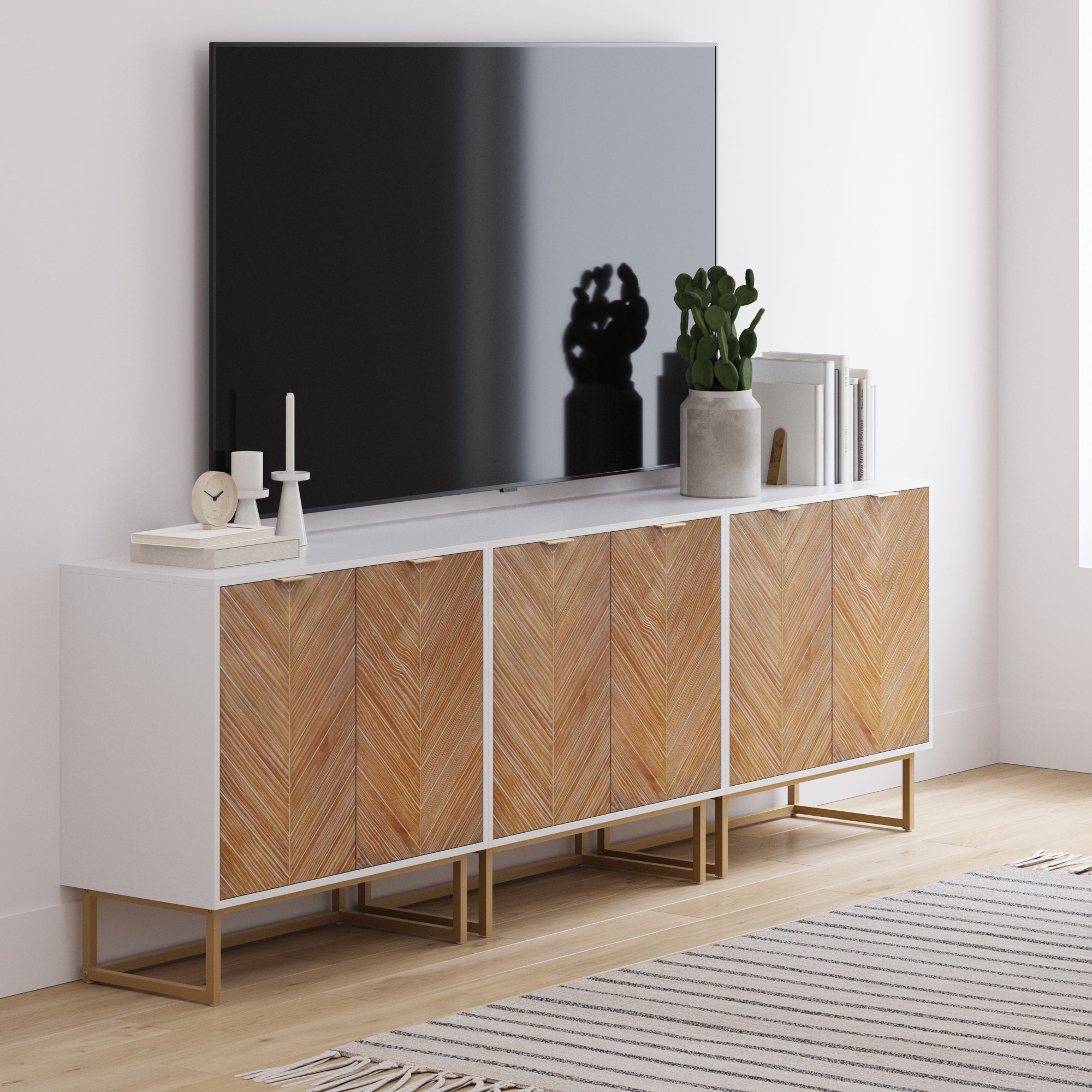 Nathan James Herringbone TV Console Credenza - Thumbnail 3