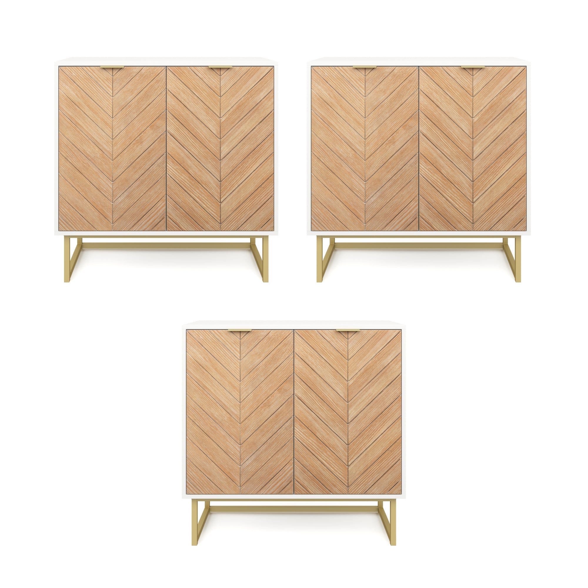 Wood Herringbone TV Console for TVs up to 75" Natural Wash/White - Nathan James