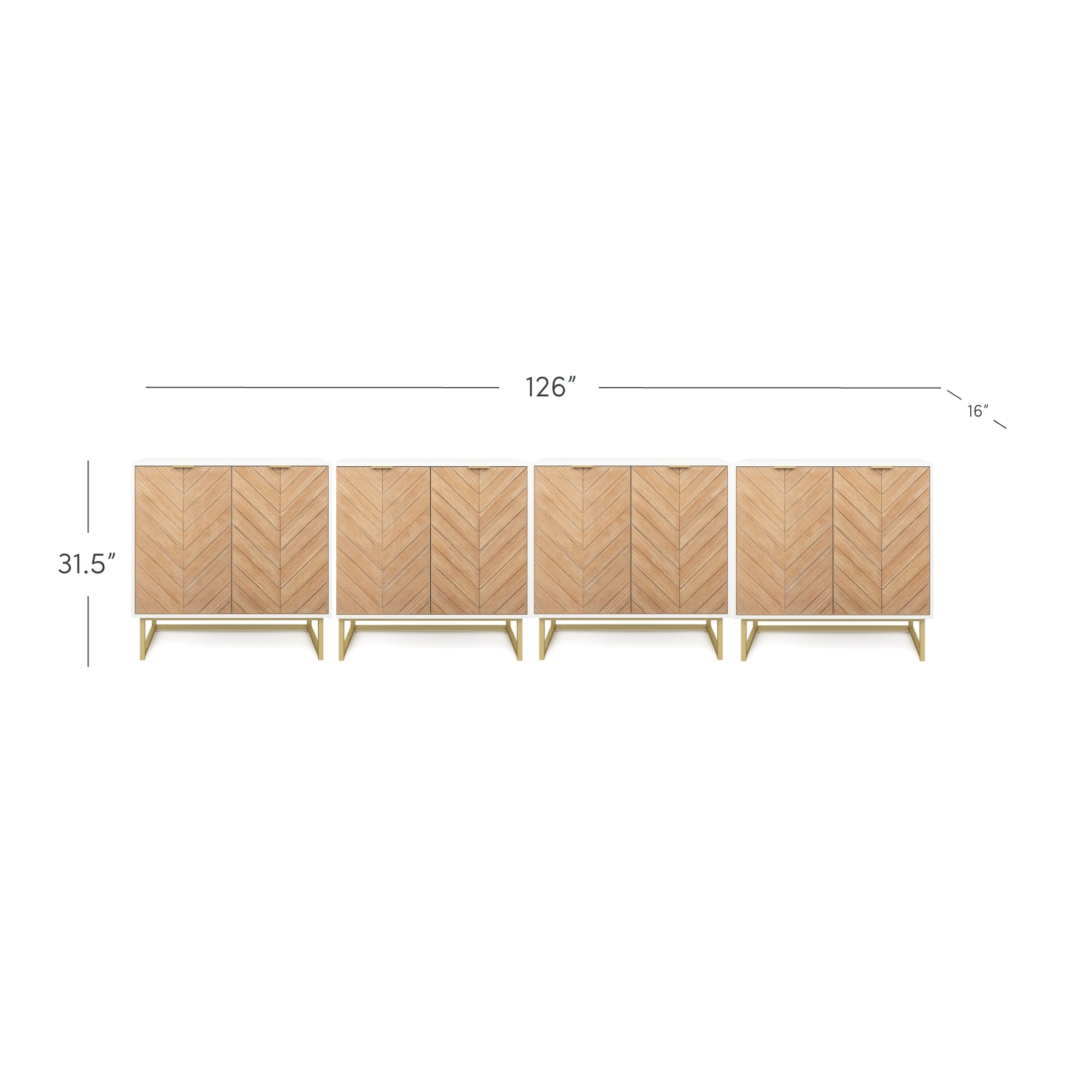 Wood Herringbone TV Console for TVs up to 100" Natural Wash/White - Nathan James