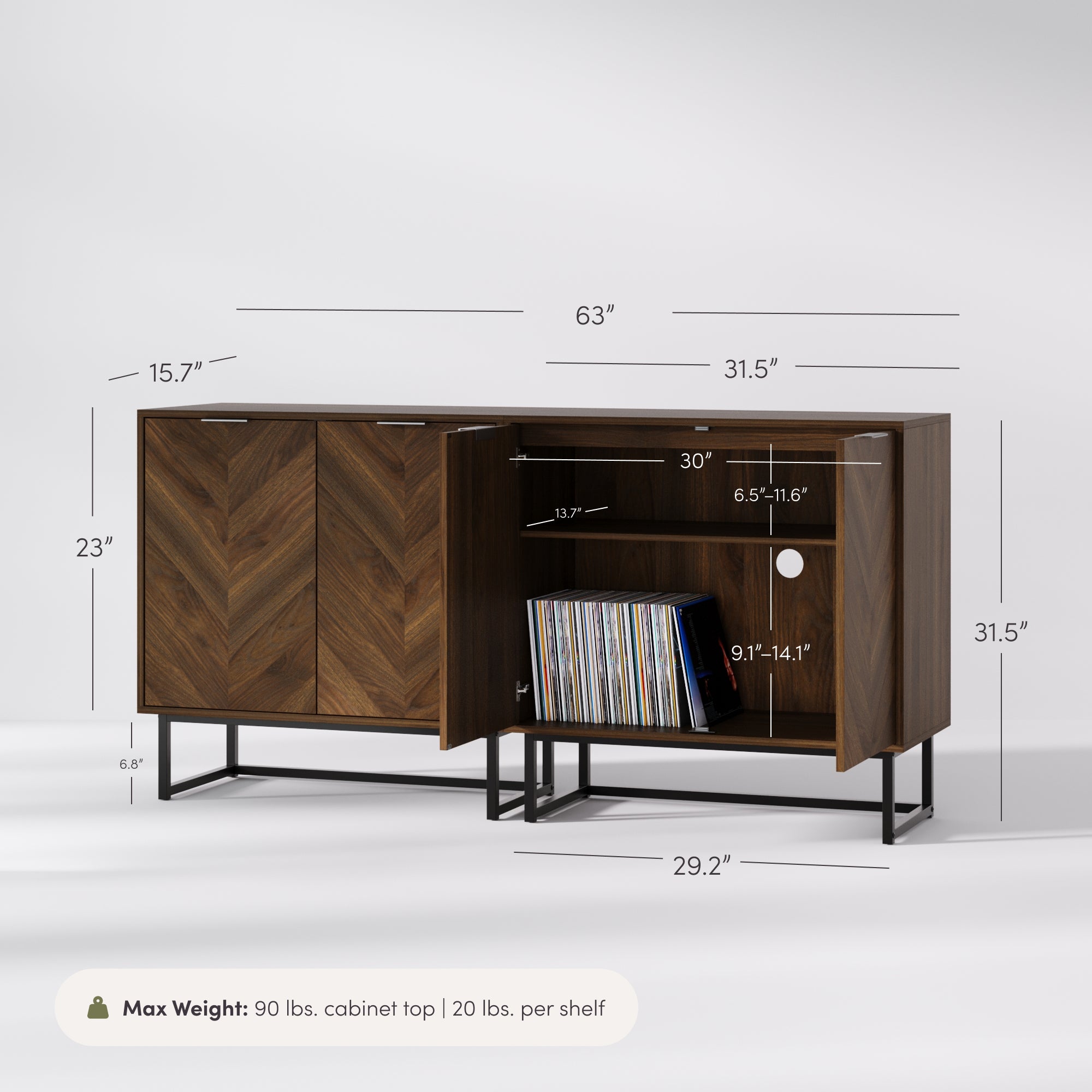 ★本棚★上品なブラウン★美品★ PRODUCT BY DAIMARU Enloe Credenza Walnut Wood Herringbone Set of 2 | Nathan James