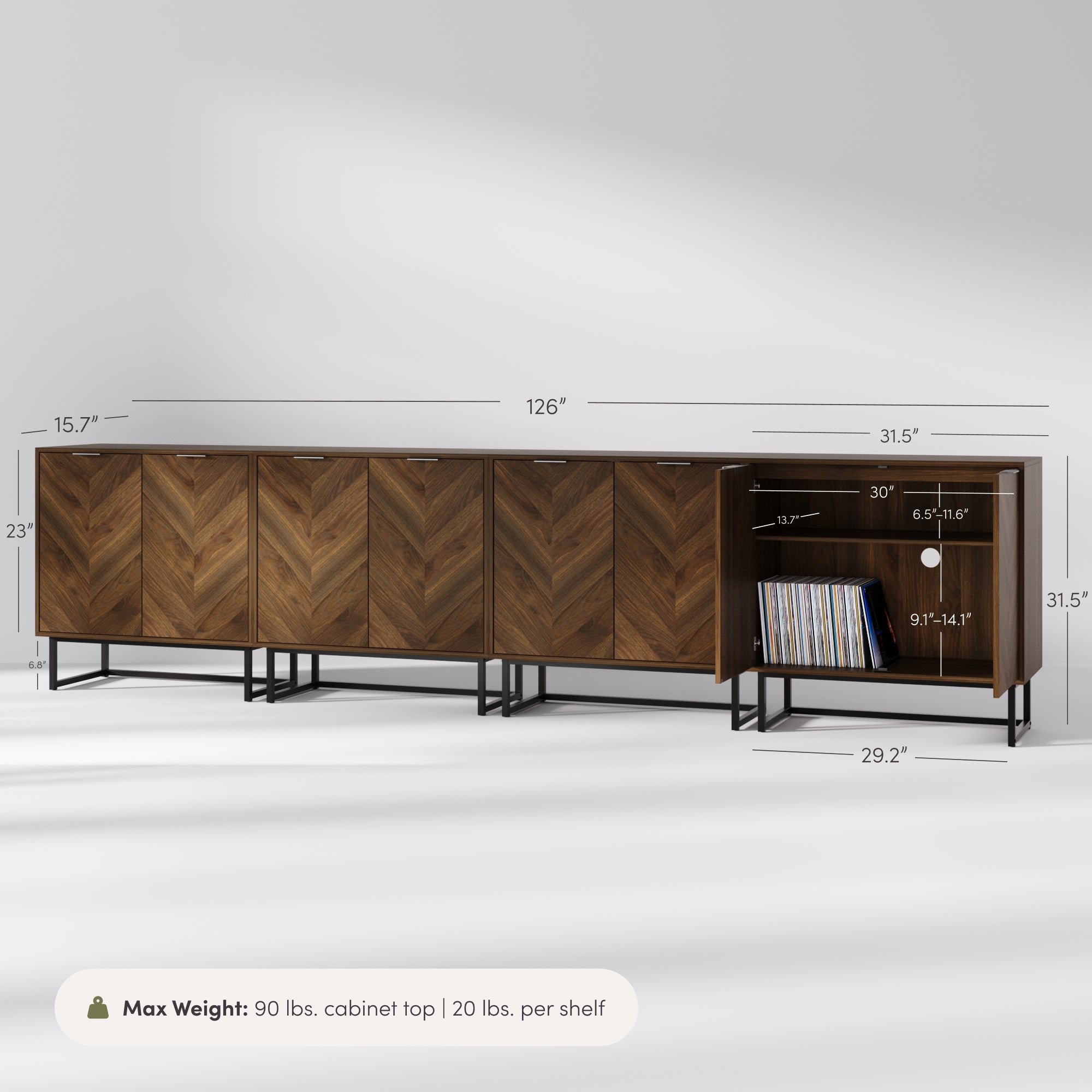 Enloe Modern Walnut Herringbone Console | Nathan James