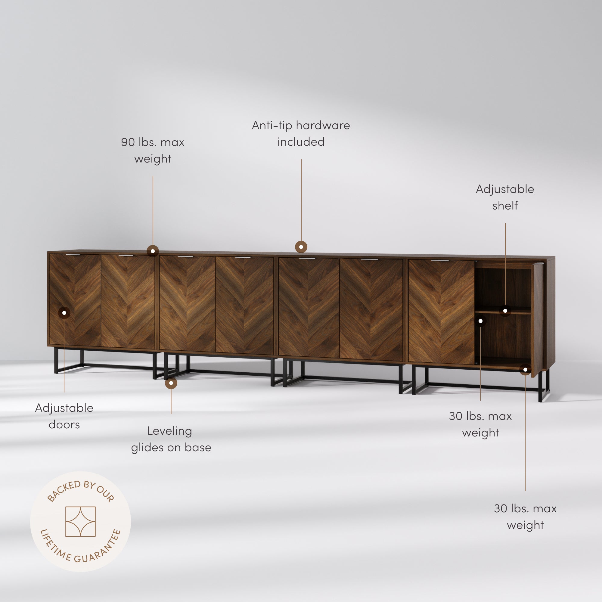 Enloe Modern Walnut Herringbone Console | Nathan James