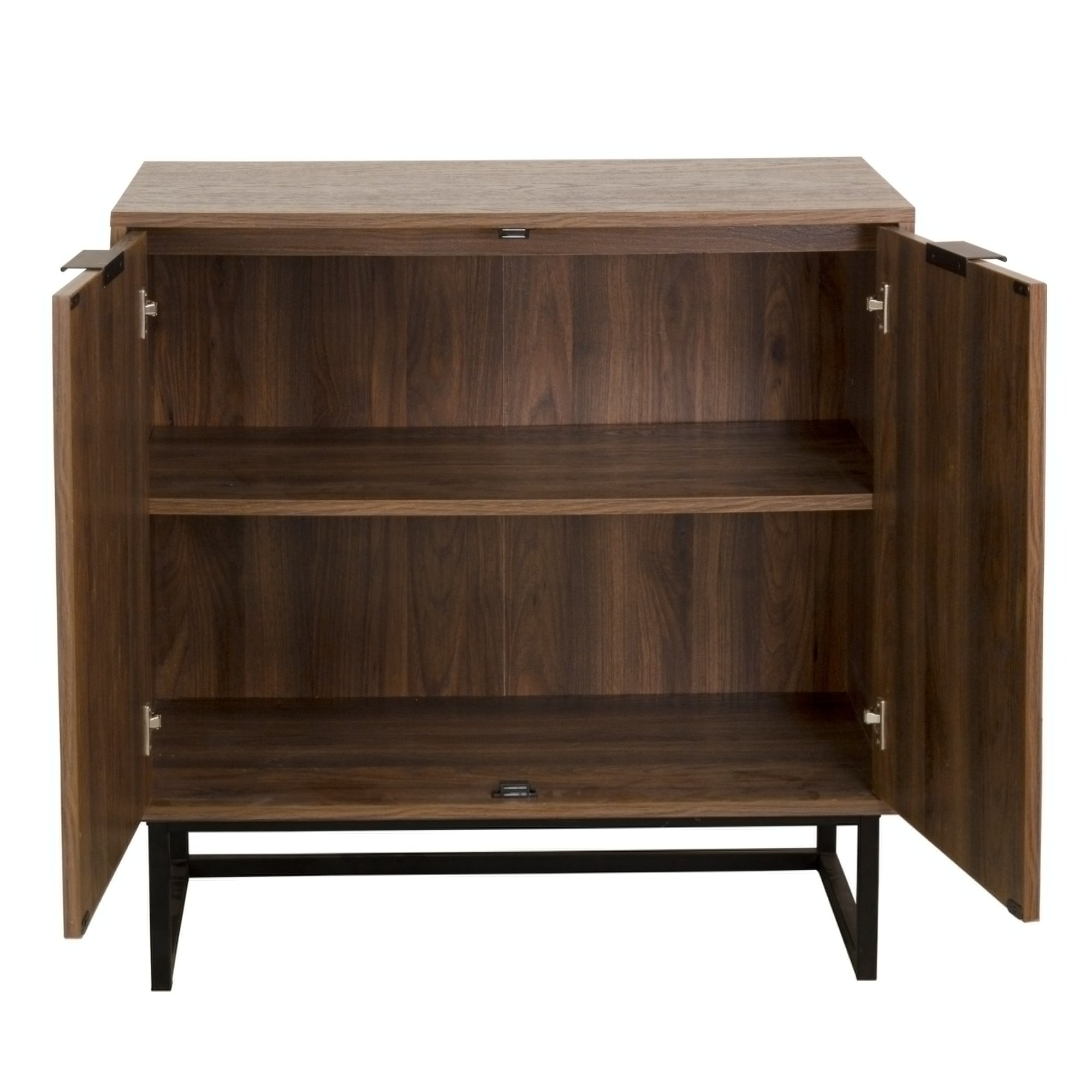 Enloe Credenza Walnut Wood Herringbone Set of 2 | Nathan James
