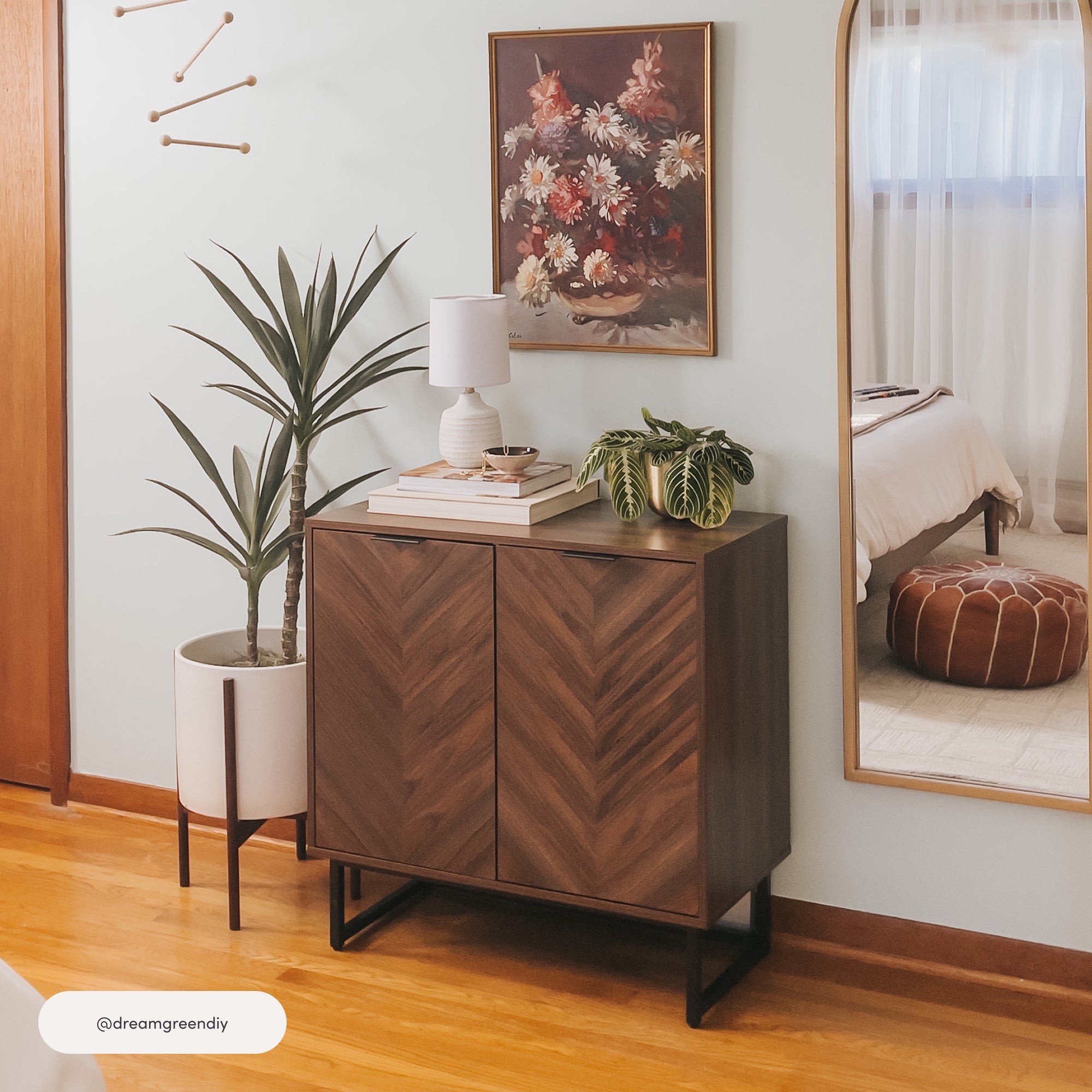 Enloe Credenza Walnut Herringbone Set of 3 | Nathan James