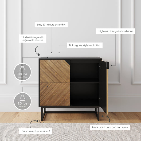 Enloe Wood Modern Sideboard Storage Cabinet 2-Door | Nathan James