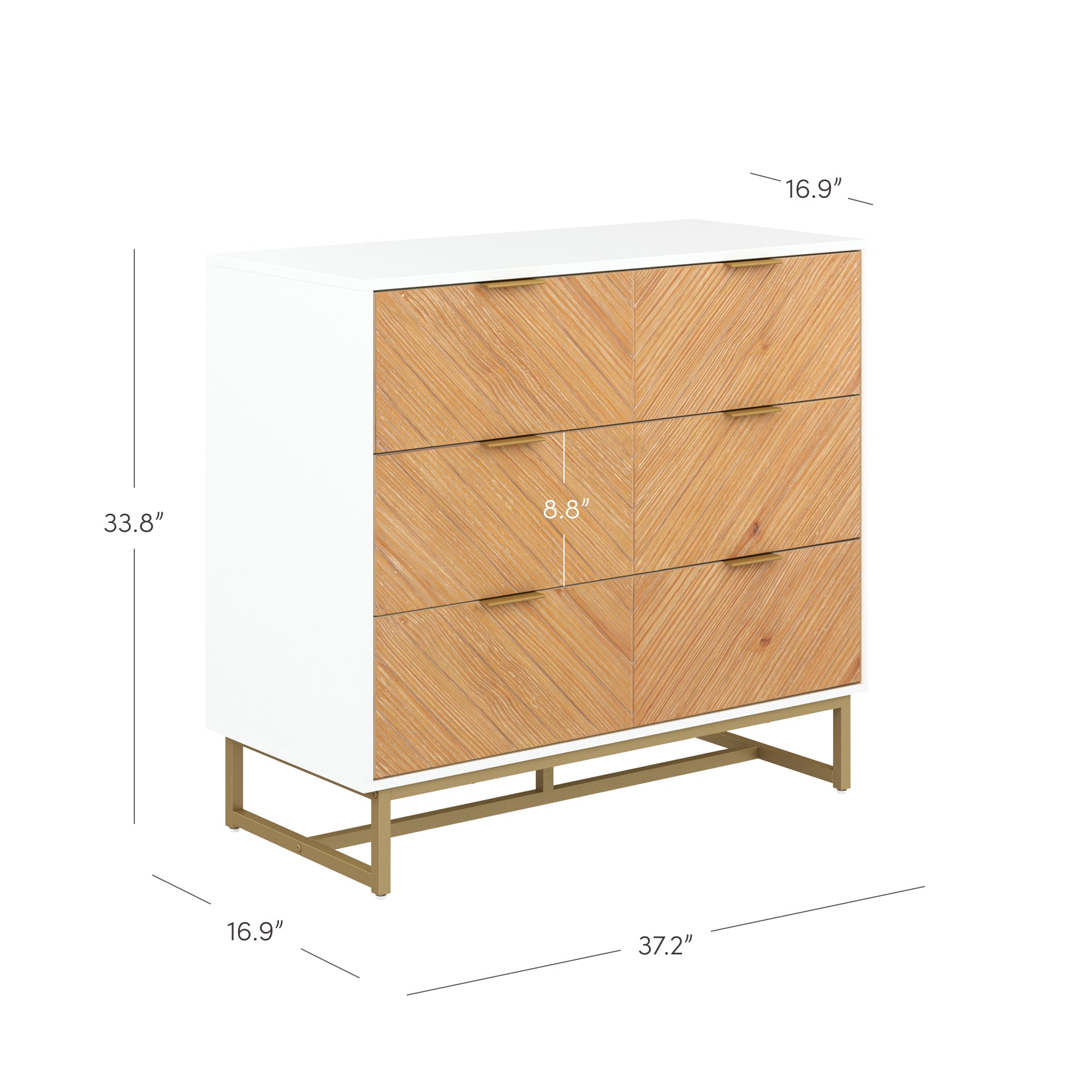 Boho Herringbone 3-Drawer Dresser - Thumbnail 5