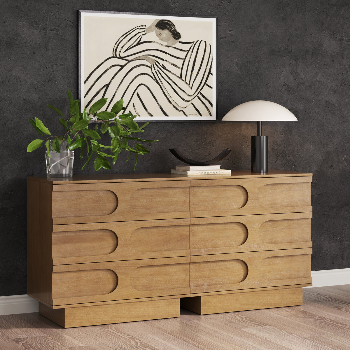 Mid-Century 3-Drawer Dresser Light Brown (Set of 2) Mid-Century 3-Drawer Dresser Light Brown (Set of 2)
