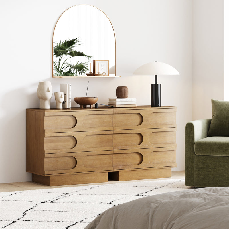 Iris Dresser Light Brown Wood Set of 2 Mid-Century