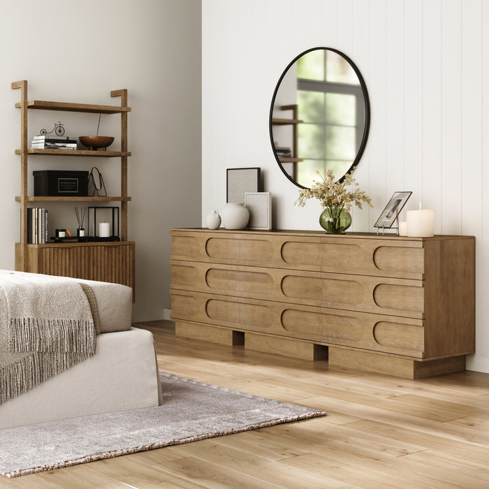 Iris Dresser Wood Light Brown Set of 3 Mid-Century