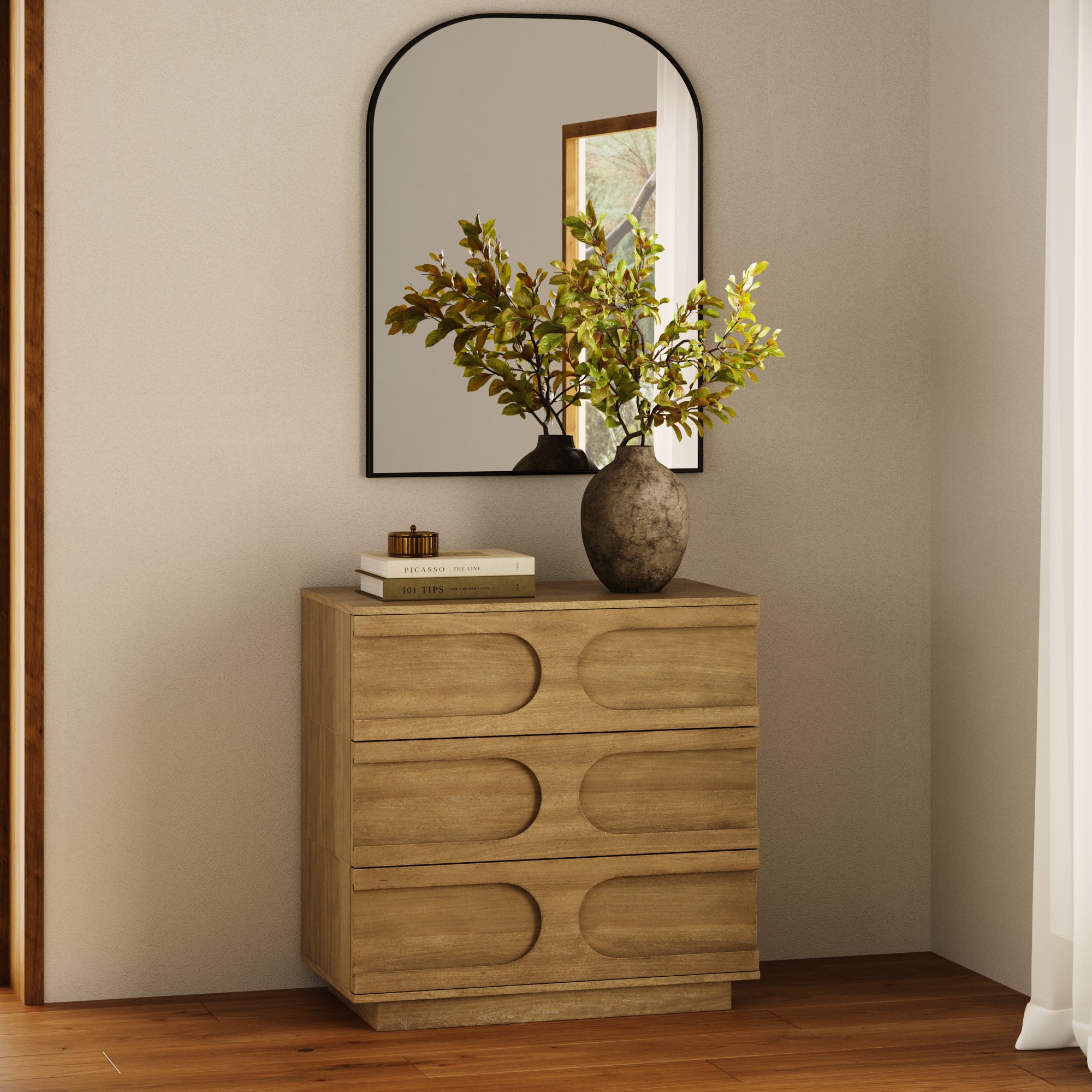 Iris Stackable Dresser Wood 3-Drawer Mid-Century Brown | Nathan James