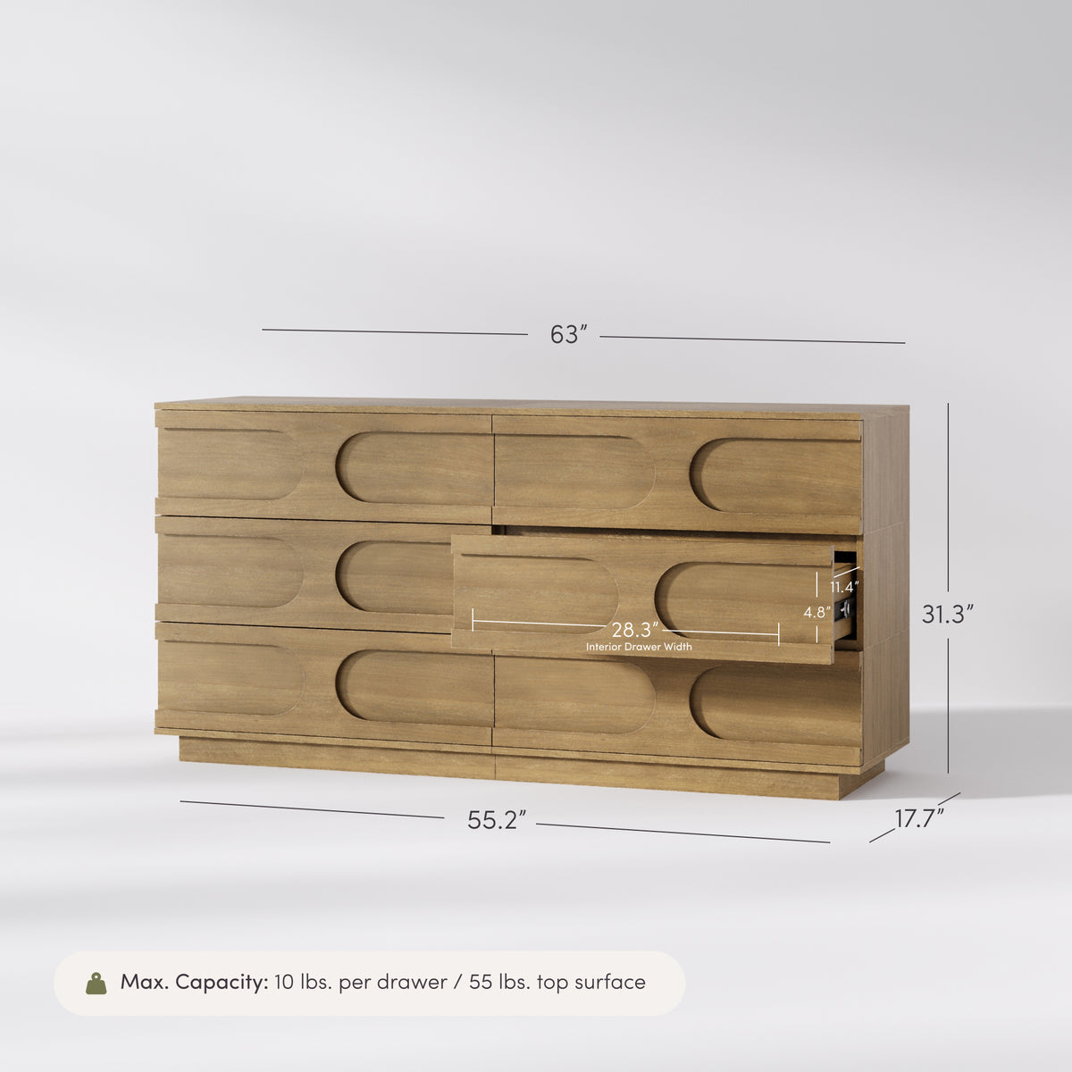 Mid-Century Modern Wood Stackable 6-Drawer Dresser Brown - Nathan James