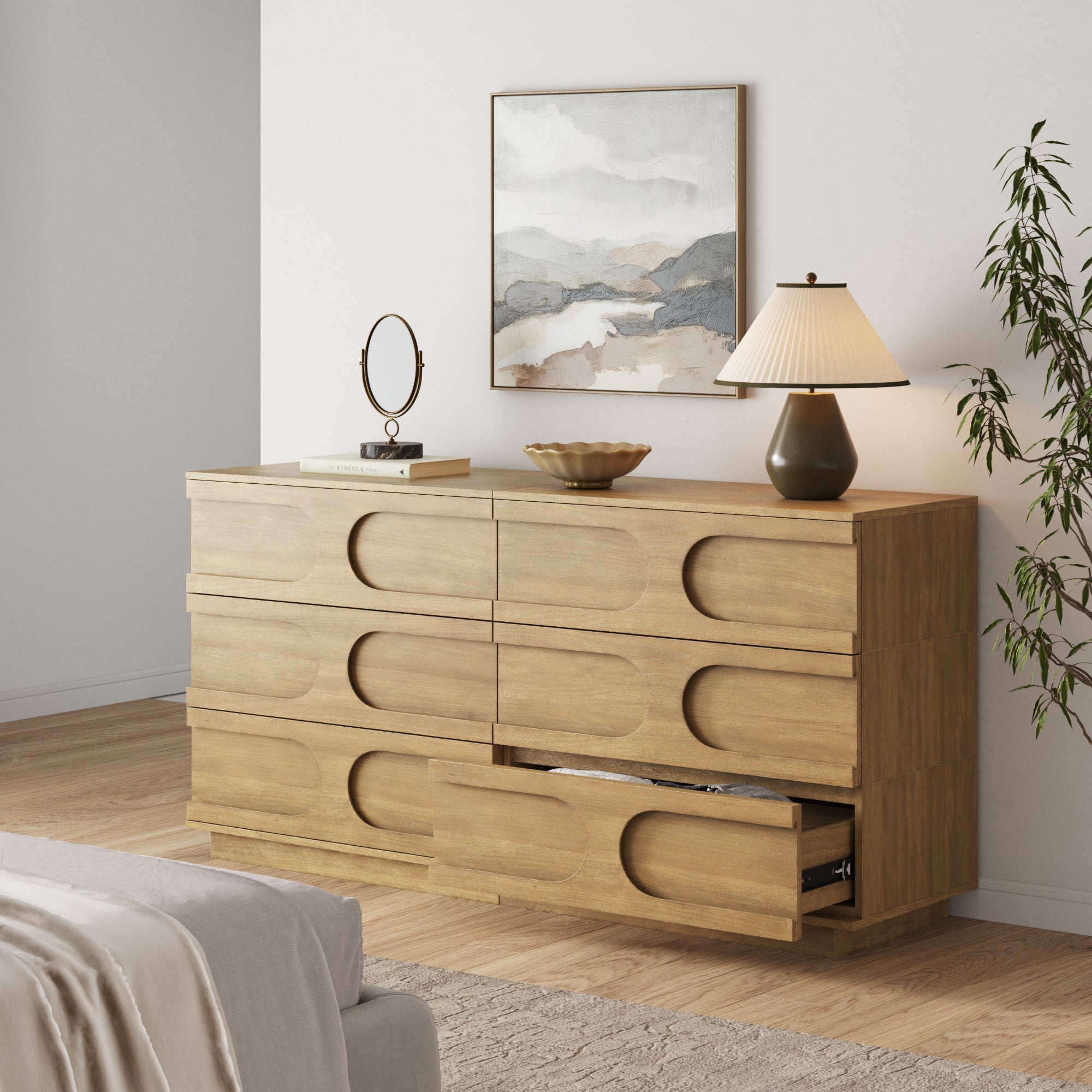 Iris Stackable Dresser Wood Set of 2 Mid-Century Brown | Nathan James