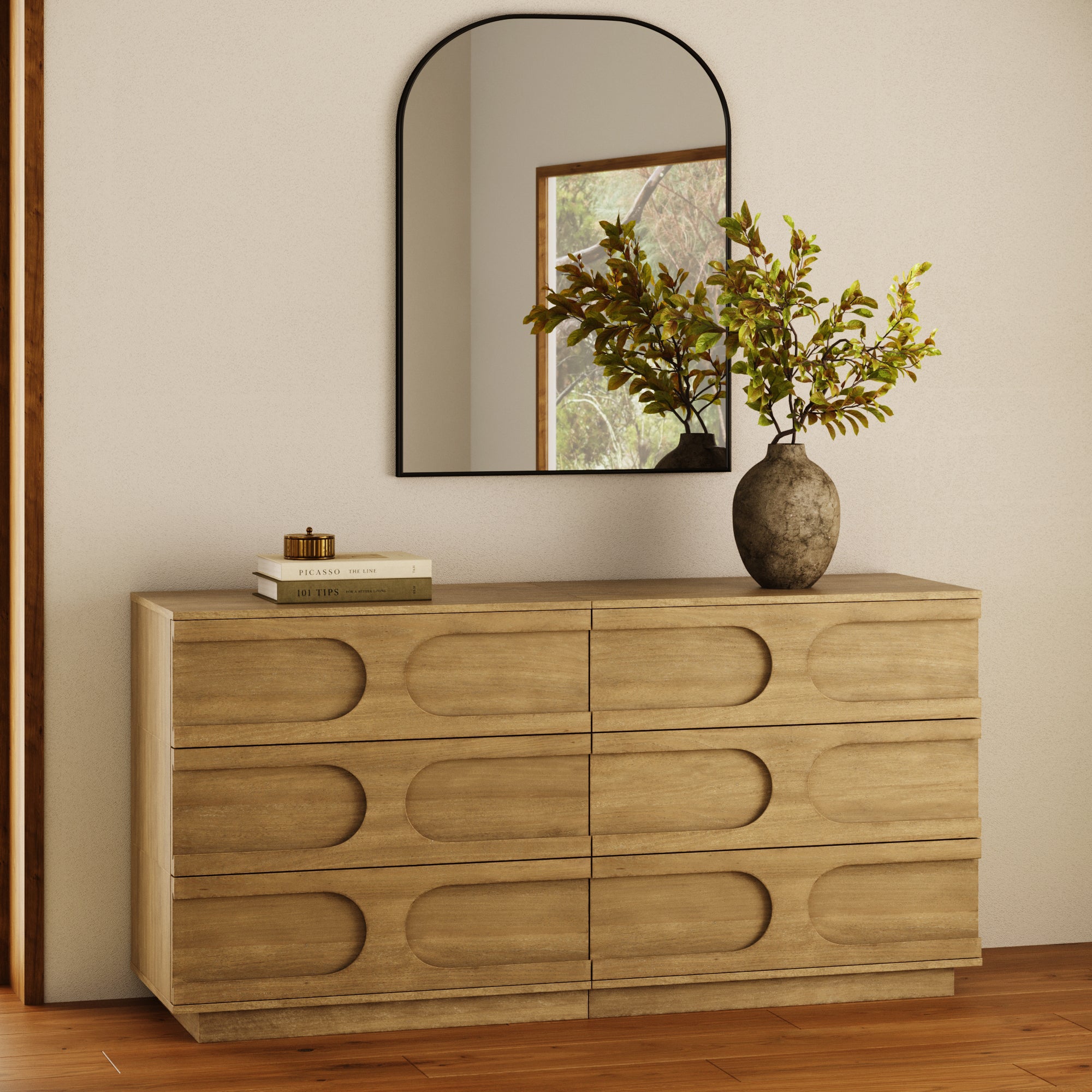 Iris Stackable Dresser Wood Set of 2 Mid-Century Brown | Nathan James