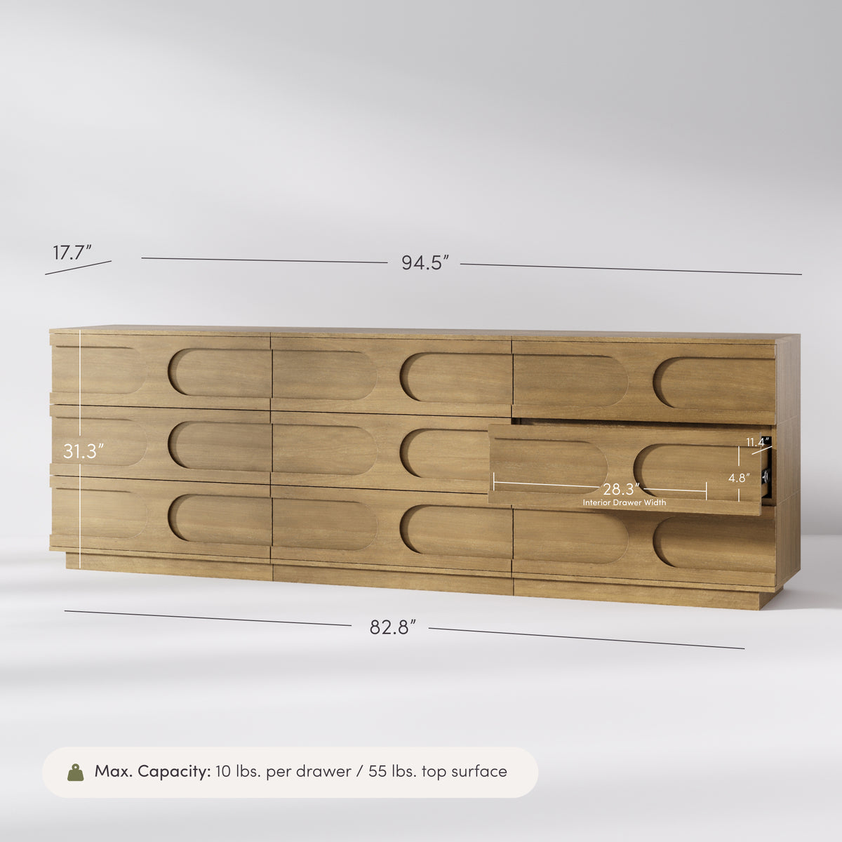 Mid-Century Modern Wood Stackable 9-Drawer Dresser Brown - Nathan James