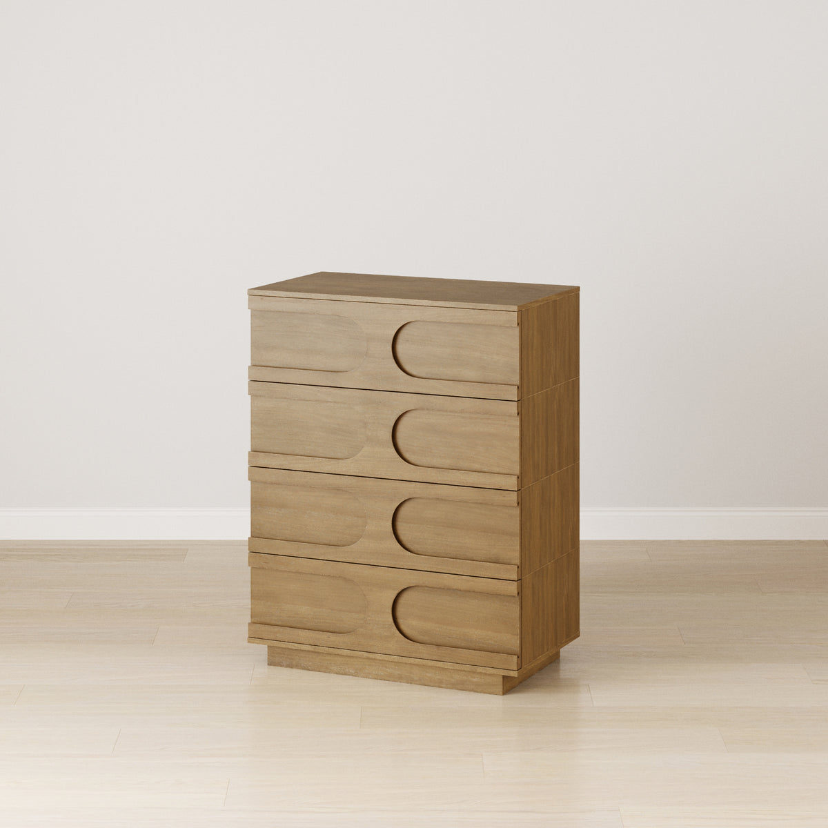 Mid-Century Modern Wood Stackable 4-Drawer Dresser Brown