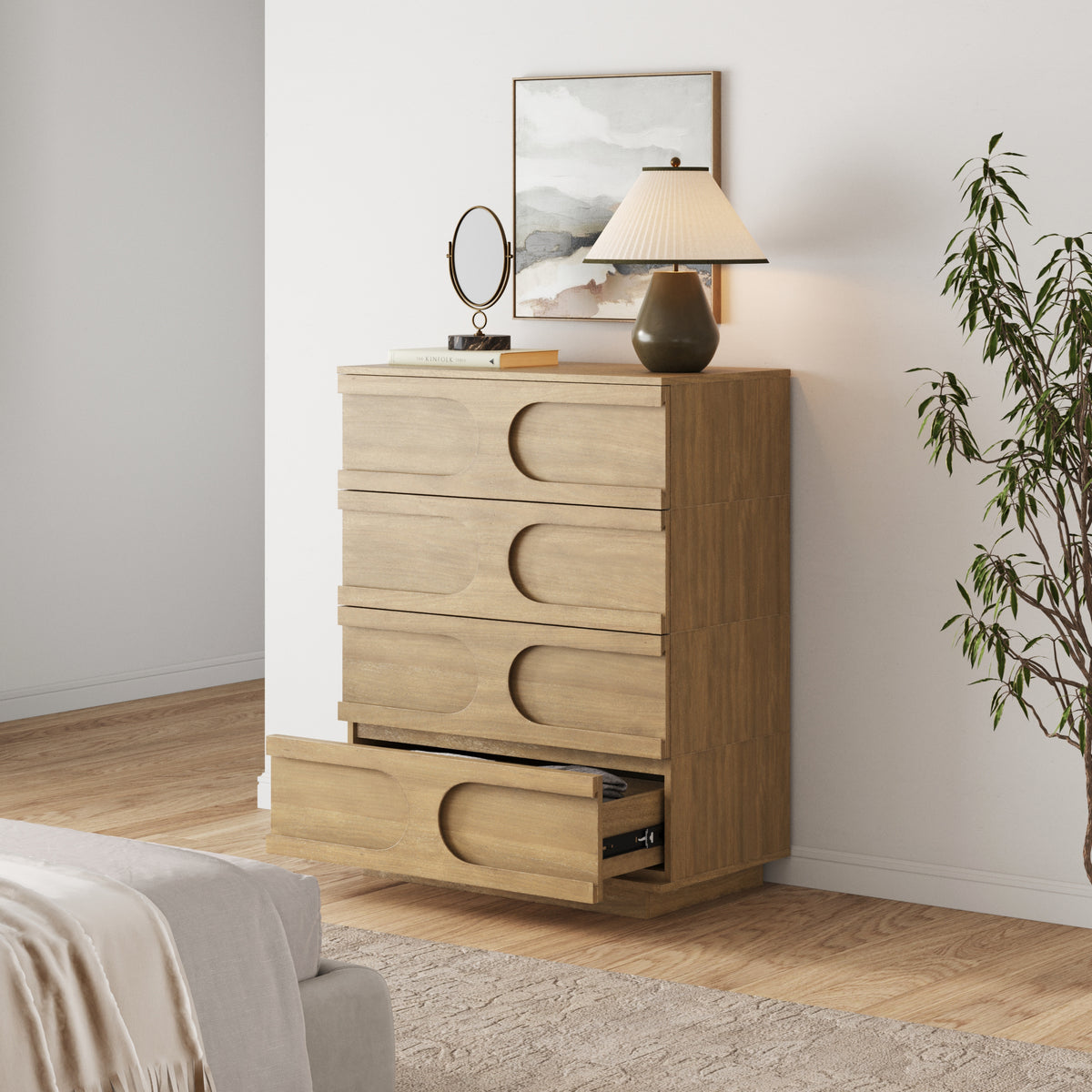 Mid-Century Modern Wood Stackable 4-Drawer Dresser Brown - Nathan James
