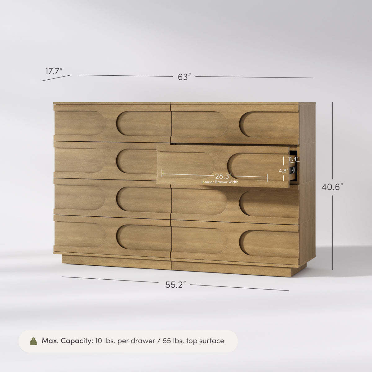 Mid-Century Modern Wood Stackable 8-Drawer Dresser Brown - Nathan James