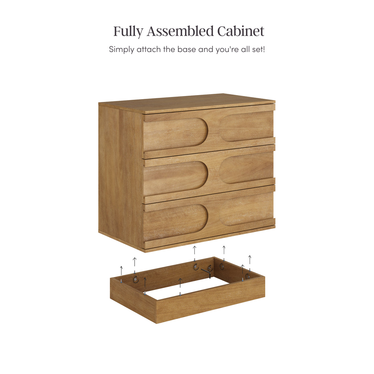 Mid-Century 3-Drawer Dresser Light Brown