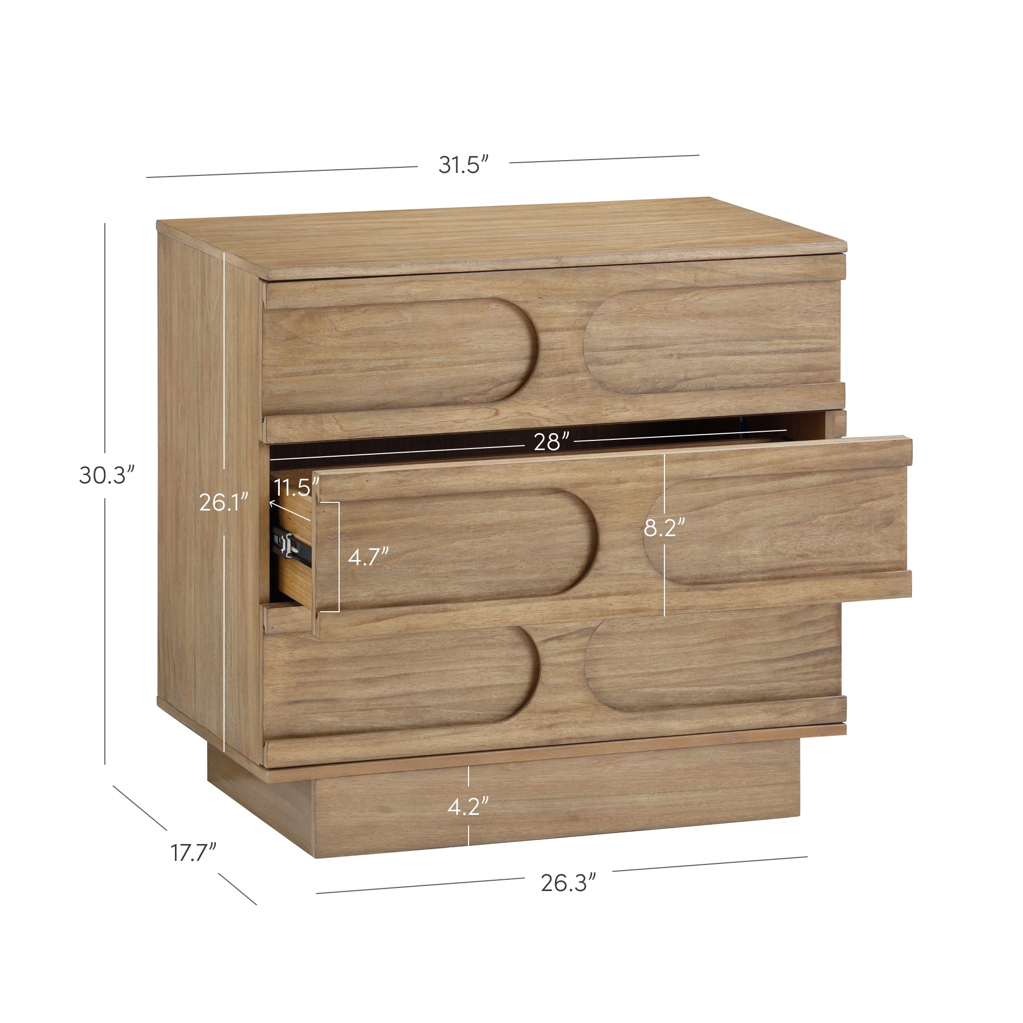 Iris Dresser Wood Light Brown Set of 3 Mid-Century | Nathan James