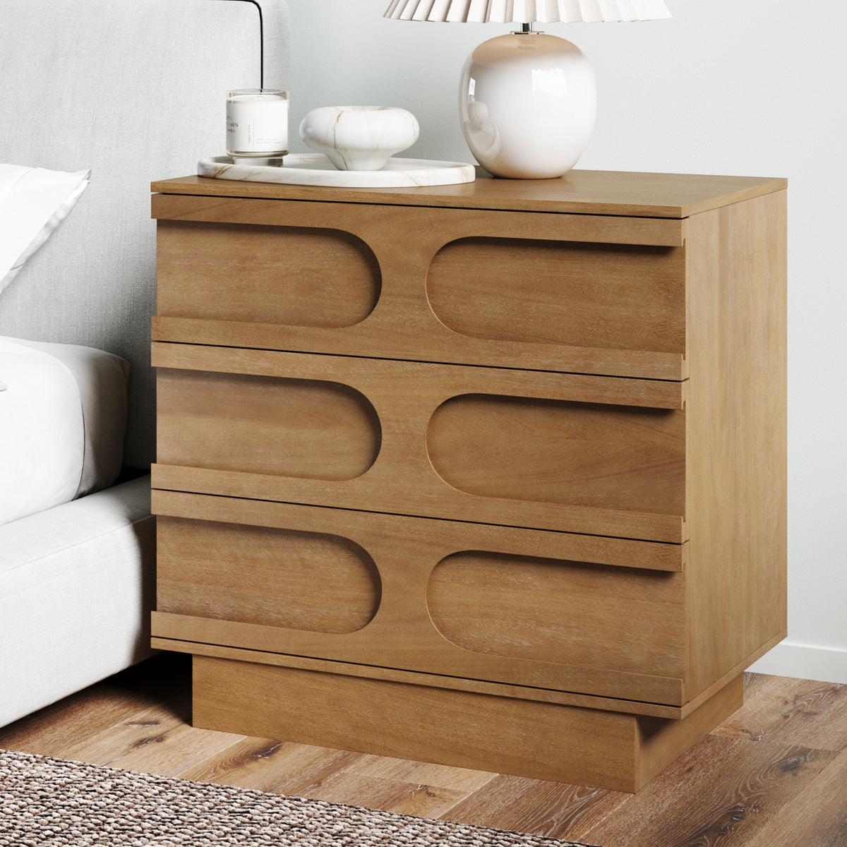 Mid-Century 3-Drawer Dresser Light Brown Mid-Century 3-Drawer Dresser Light Brown