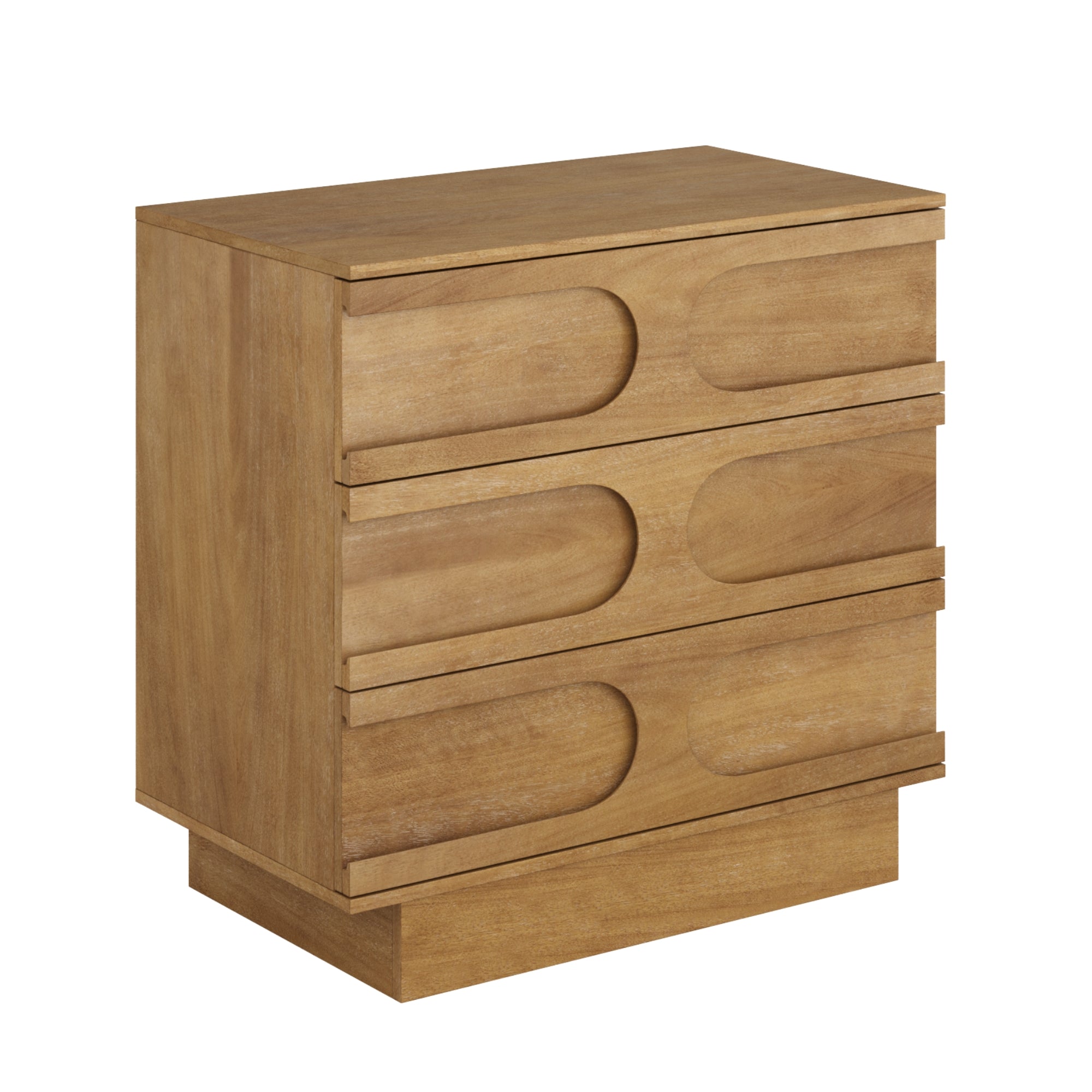 Mid-Century 3-Drawer Dresser Light Brown (Set of 2)