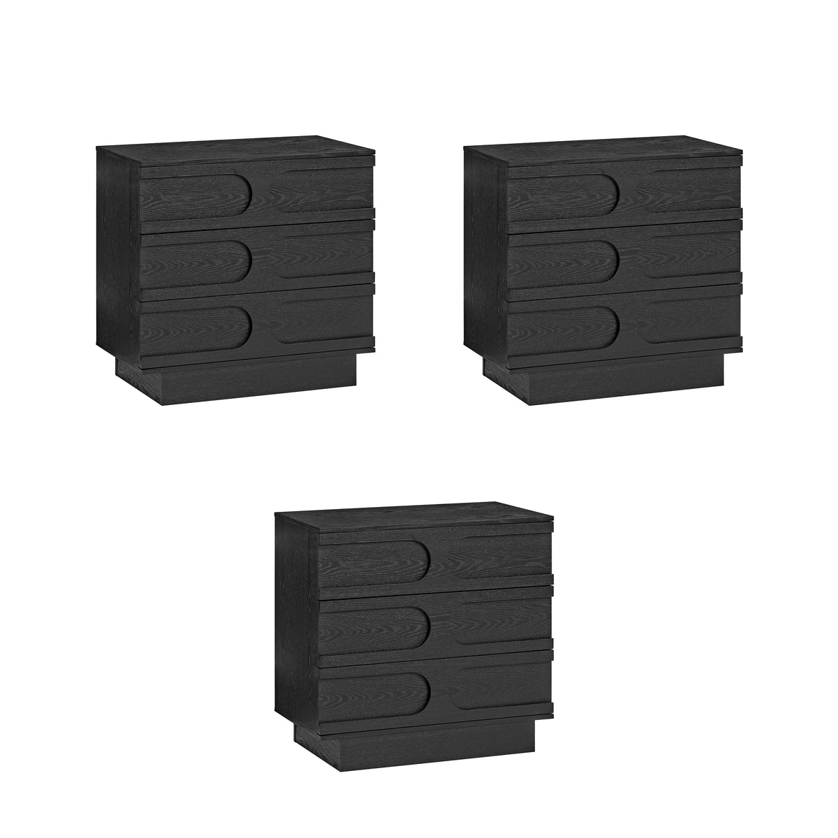 Iris Dresser Black Oak Set of 3 Mid-Century Arched | Nathan James Iris Dresser Black Oak Set of 3 Mid-Century Arched | Nathan James