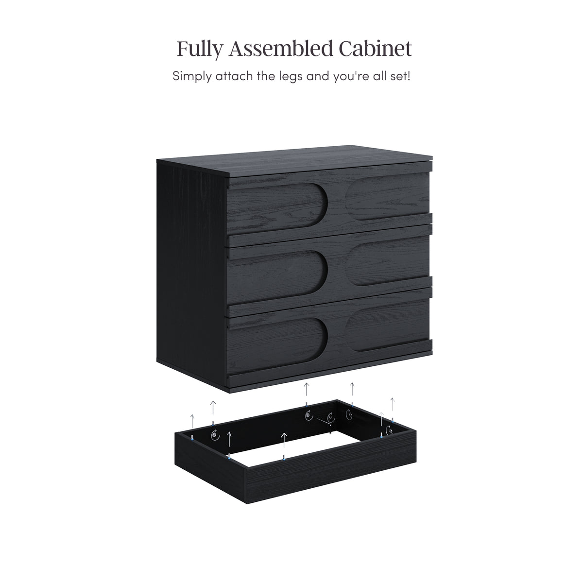Mid-Century 3-Drawer Arched Dresser Black Oak (Set of 2) Mid-Century 3-Drawer Arched Dresser Black Oak (Set of 2)