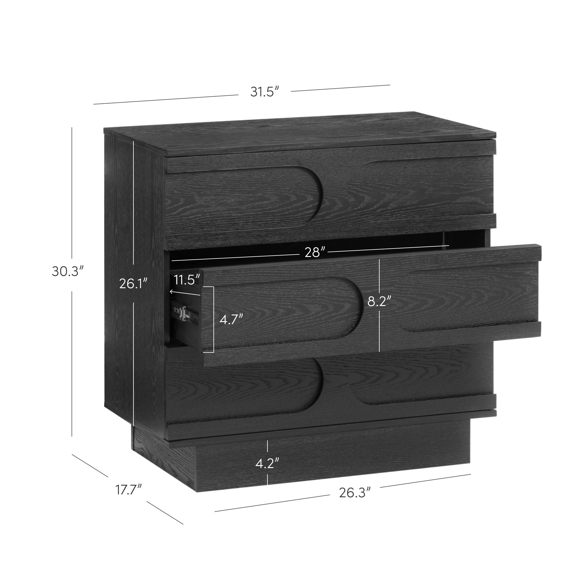 Iris Bedroom Set Dresser & Nightstands Black Oak Arched Set | Nathan J