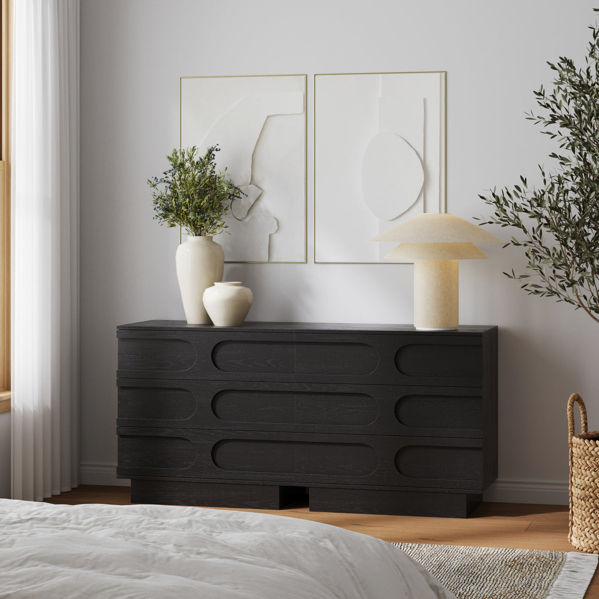 Iris Dresser Black Oak Arched Mid-Century