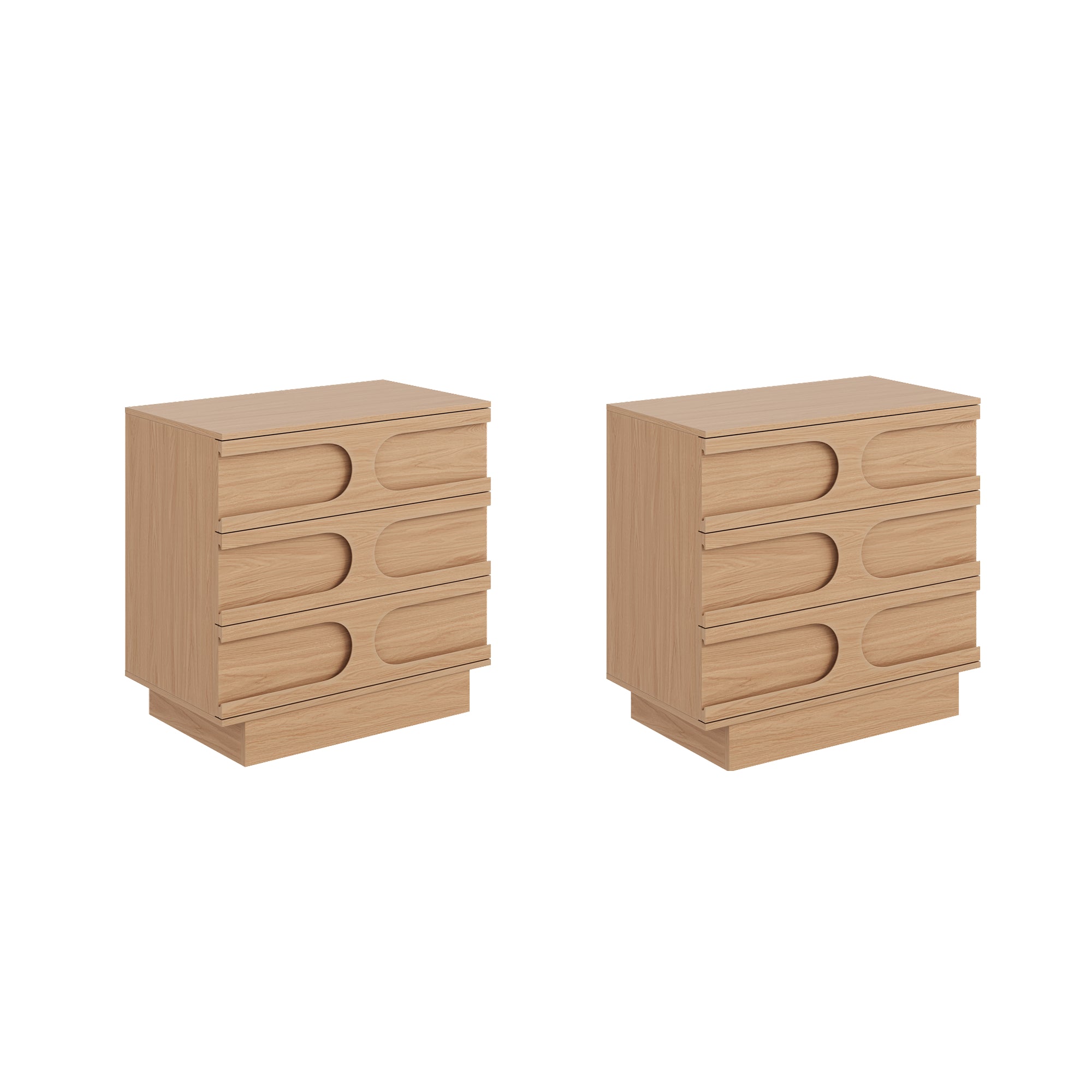 Mid-Century 3-Drawer Arched Dresser Raw Oak (Set of 2) - Thumbnail 2