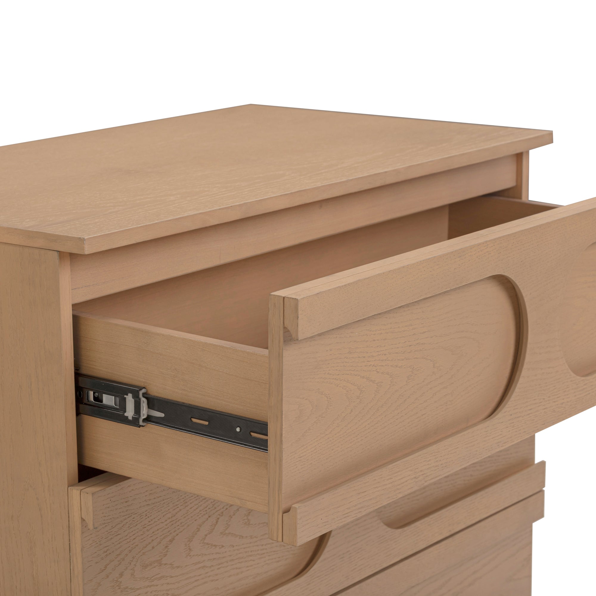 Mid-Century 3-Drawer Arched Dresser Raw Oak (Set of 2) - Thumbnail 3