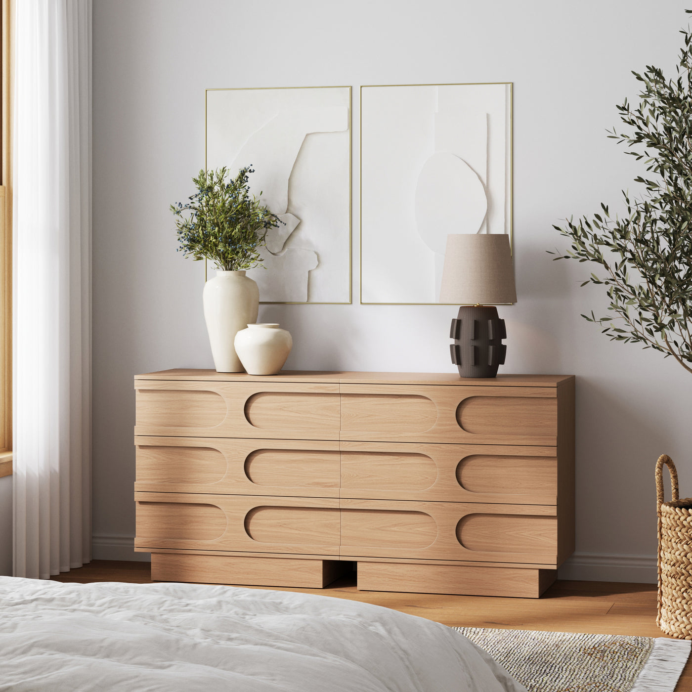 Iris Dresser Raw Oak 3-Drawer Arched