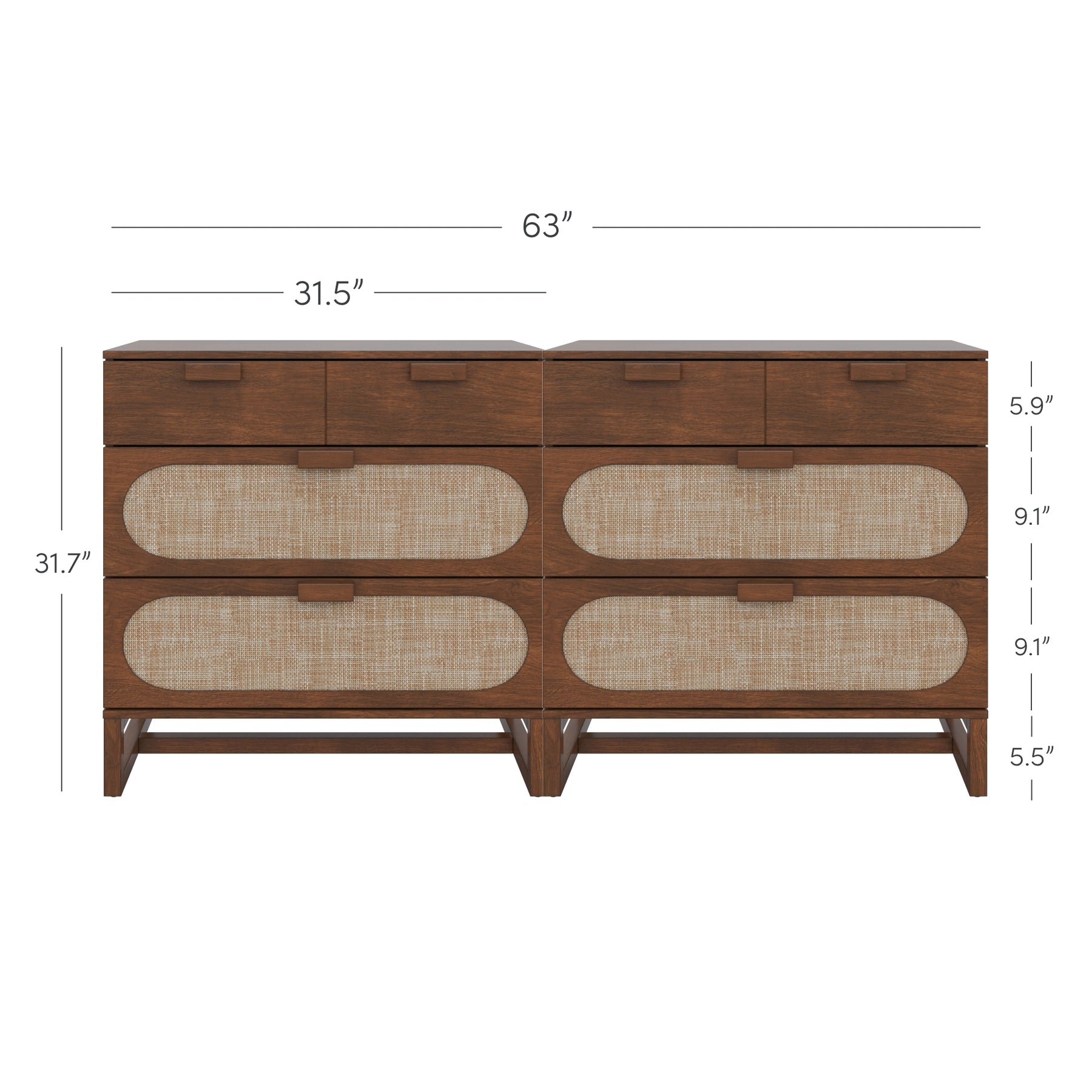 Paxton Dresser Rattan Dark Acacia Set of 2