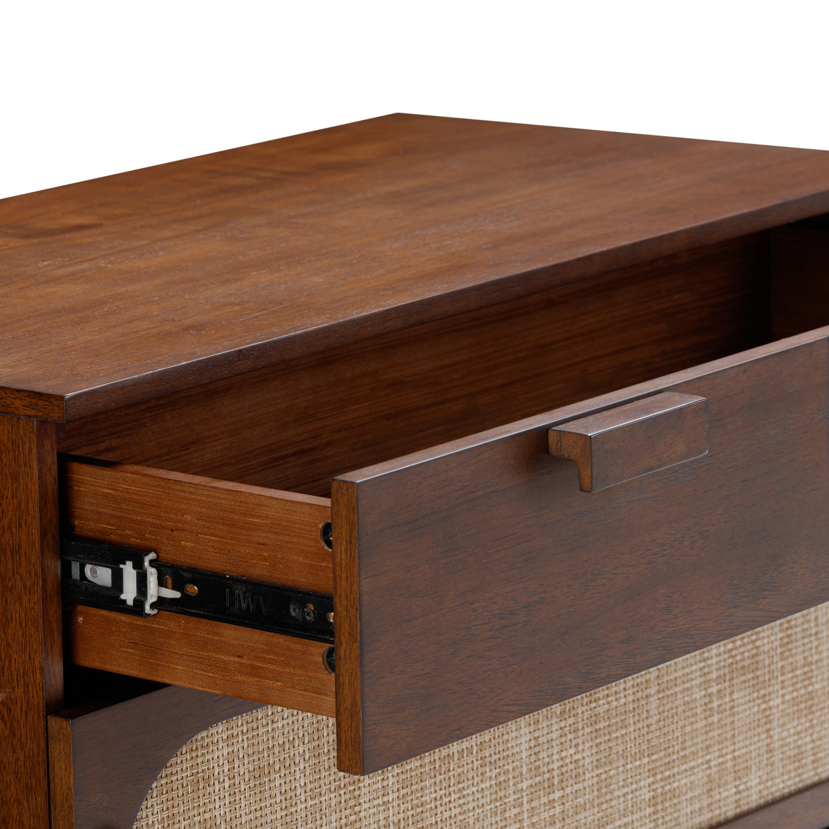 Mid-Century Rattan 3-Drawer Dressers Dark Acacia (Set of 2)
