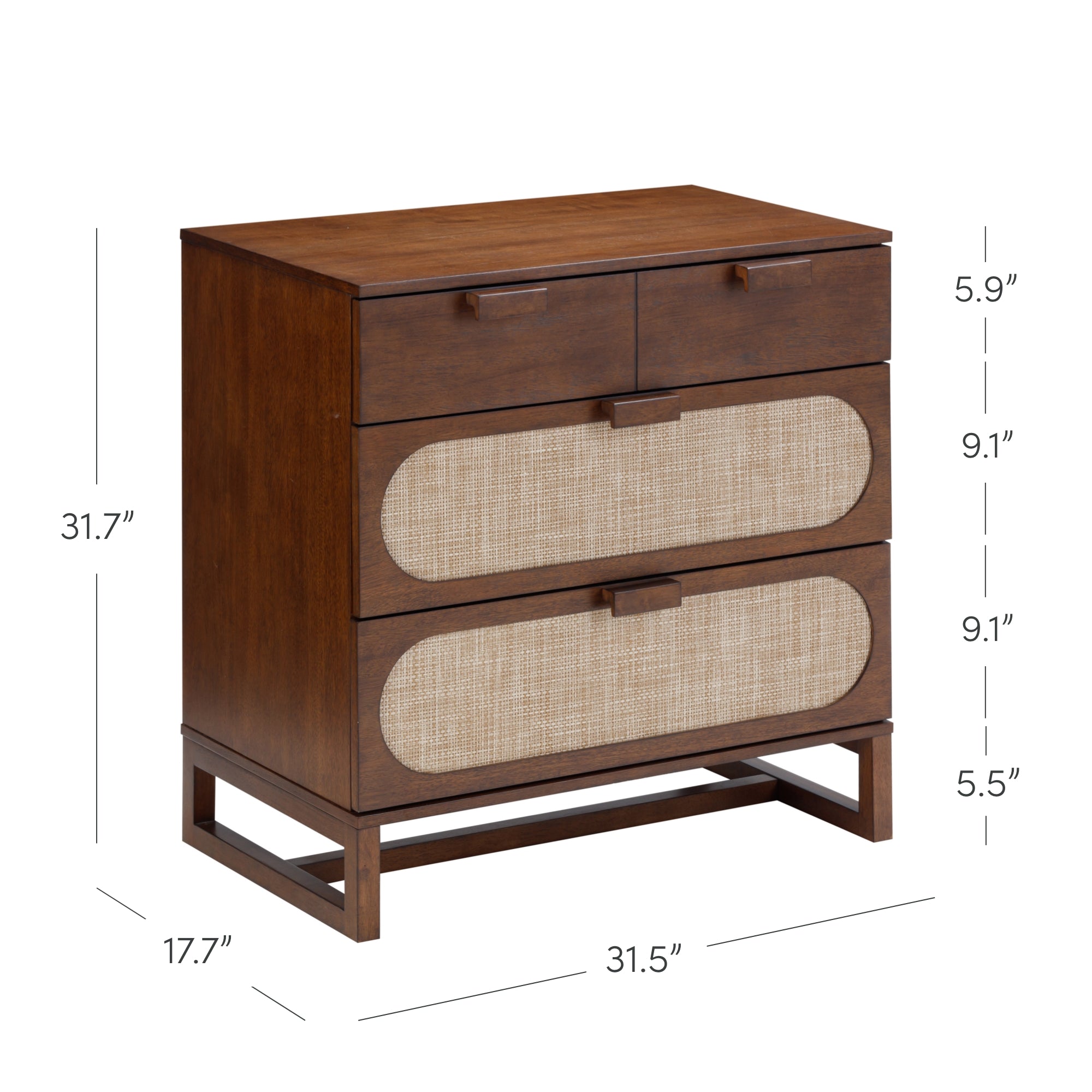 Mid-Century Rattan 3-Drawer Dresser - Thumbnail 4
