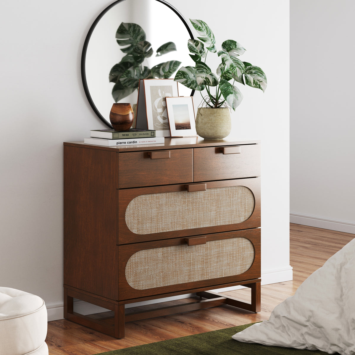 Paxton Mid-Century Rattan 3-Drawer Dresser | Nathan James Paxton Mid-Century Rattan 3-Drawer Dresser | Nathan James