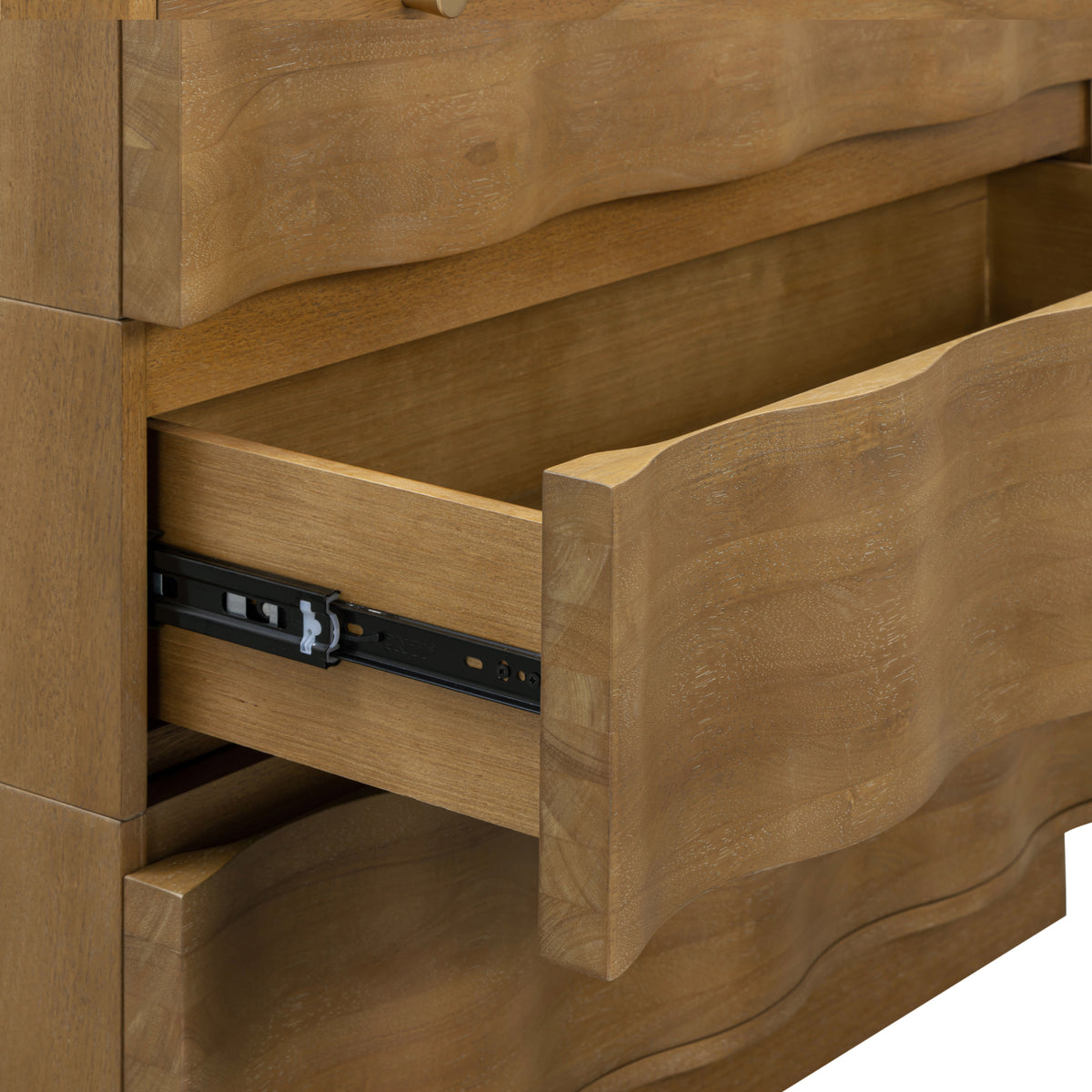 Modern Wood Stackable 3-Drawer Wavy Dresser Light Brown - Nathan James