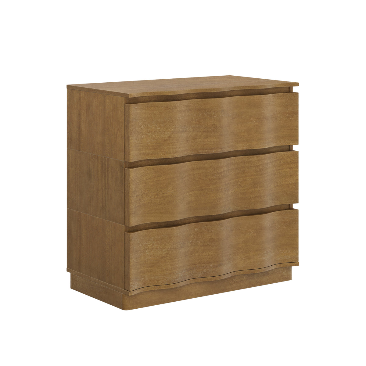 Modern Wood Stackable 3-Drawer Wavy Dresser Light Brown - Nathan James