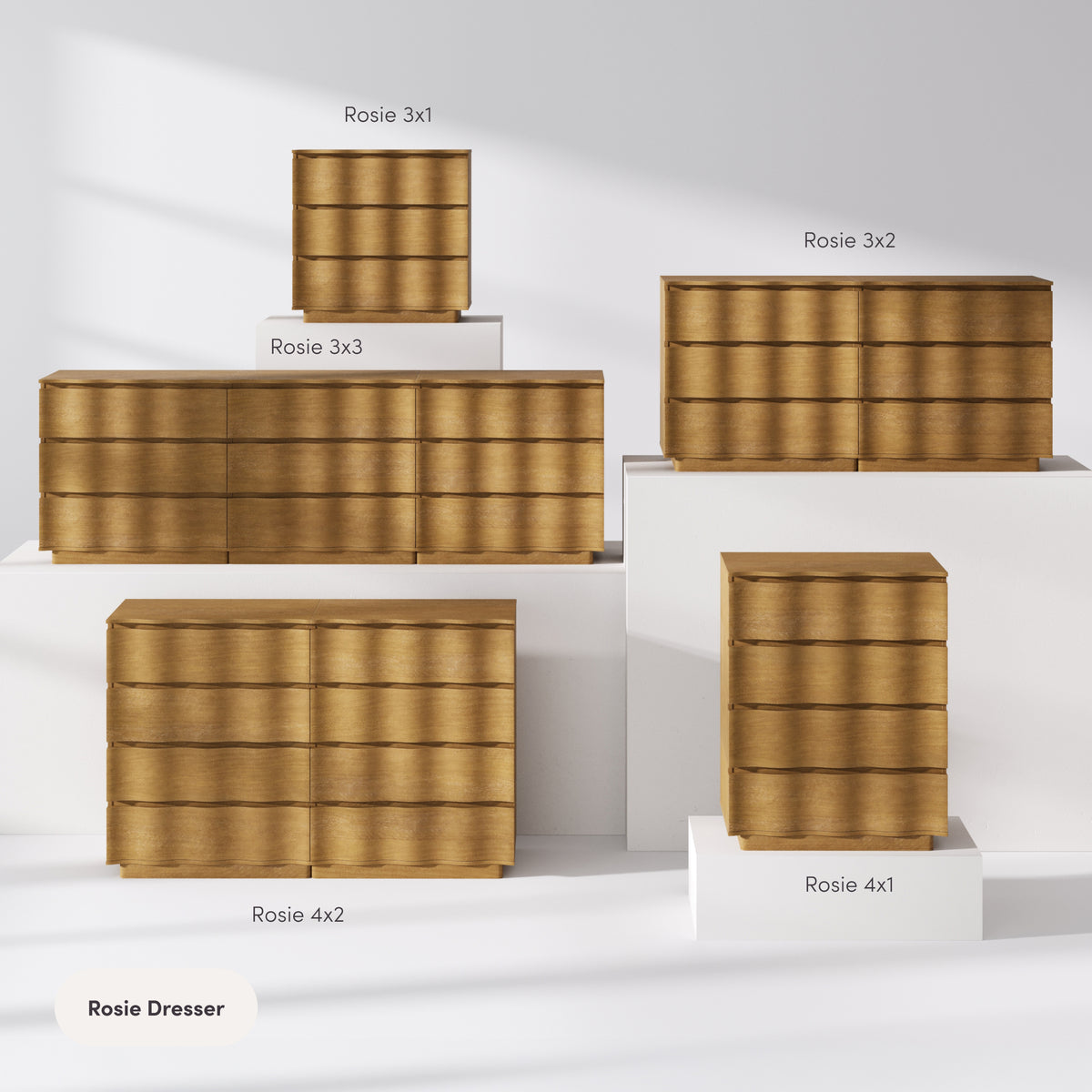 Modern Wood Stackable 6-Drawer Wavy Dresser Light Brown - Nathan James