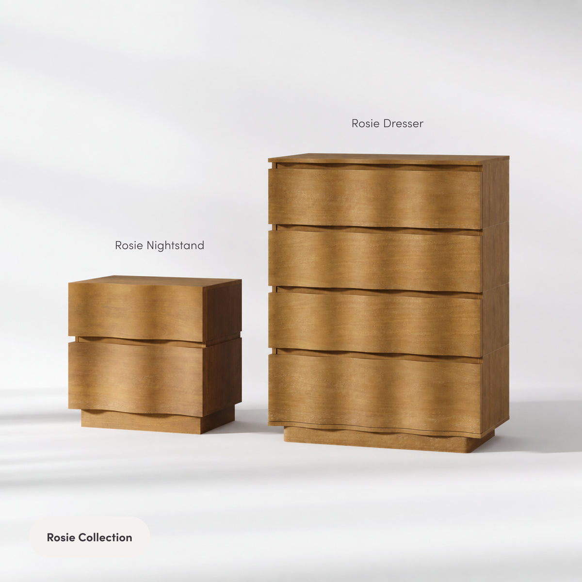 Modern Wood Stackable 4-Drawer Wavy Dresser Light Brown - Nathan James