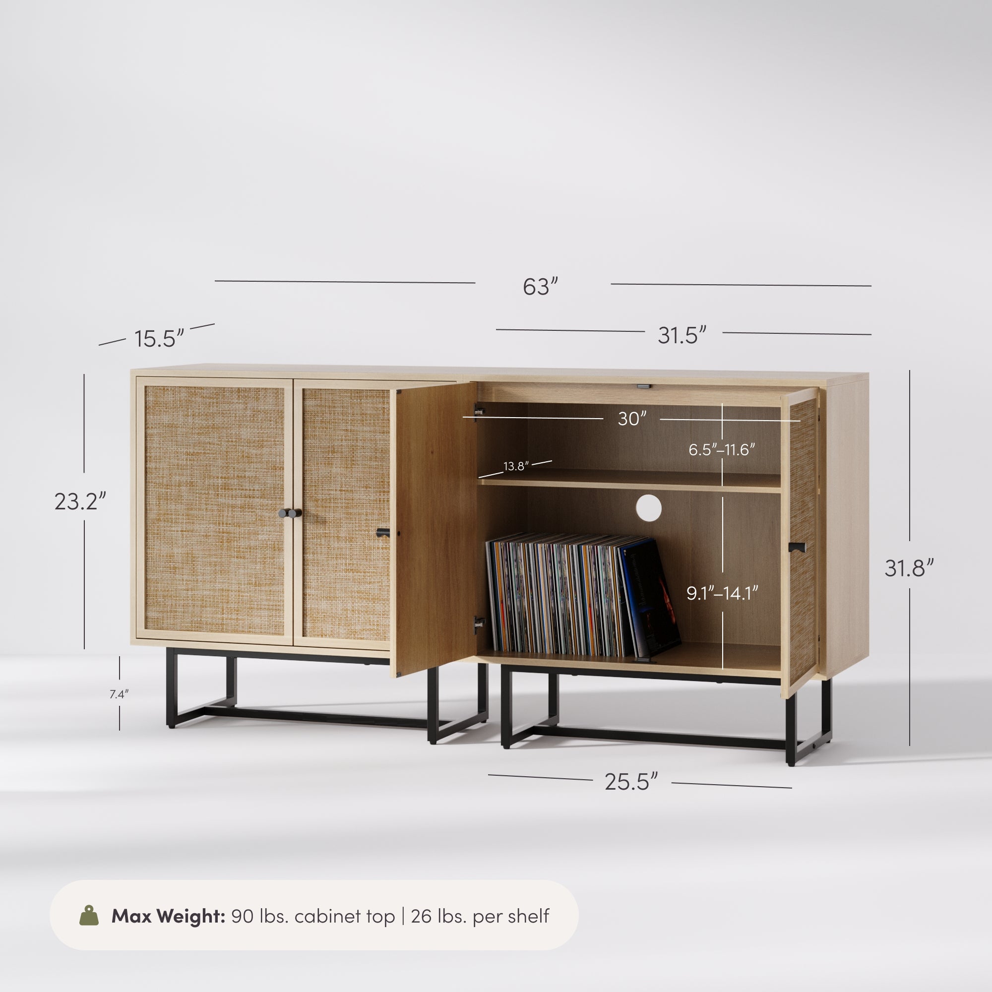 Kova Credenza Rattan Oak Set of 2 | Nathan James
