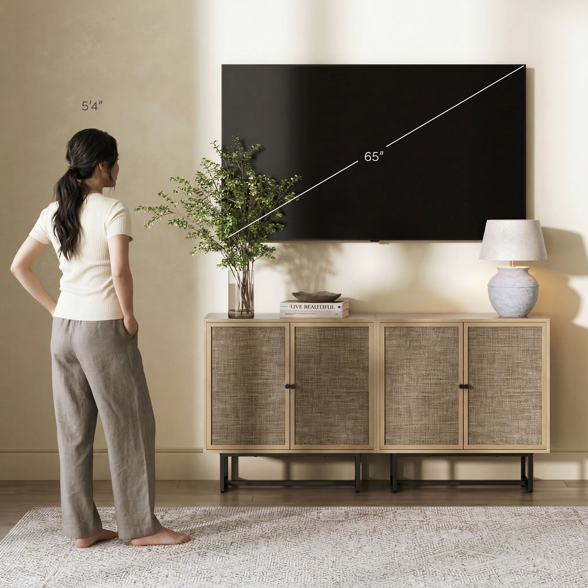 Kova Credenza Rattan Oak Set of 2 | Nathan James