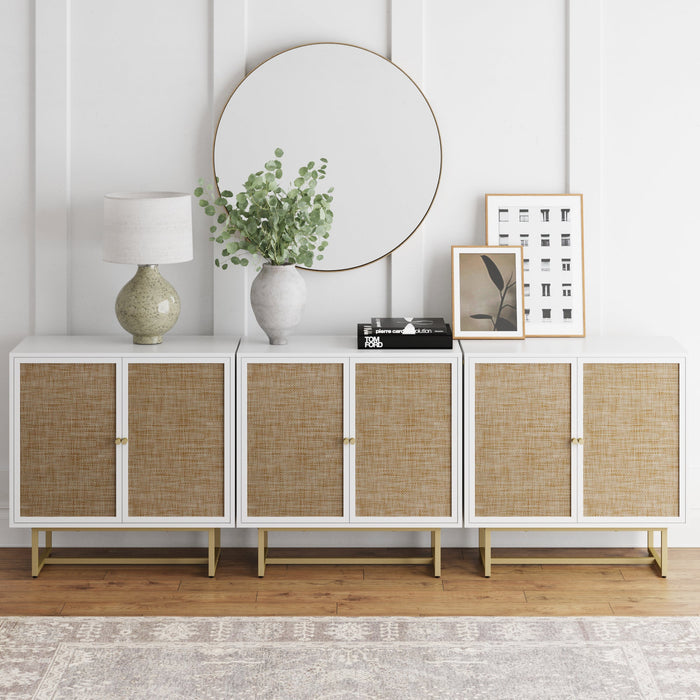 Boho Kova Rattan Wood Matte White Sideboard Set of 3 | Nathan James